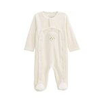 Petit Béguin Pyjama bébé en velours ouverture pont Câlins. Coloris disponibles : Beige