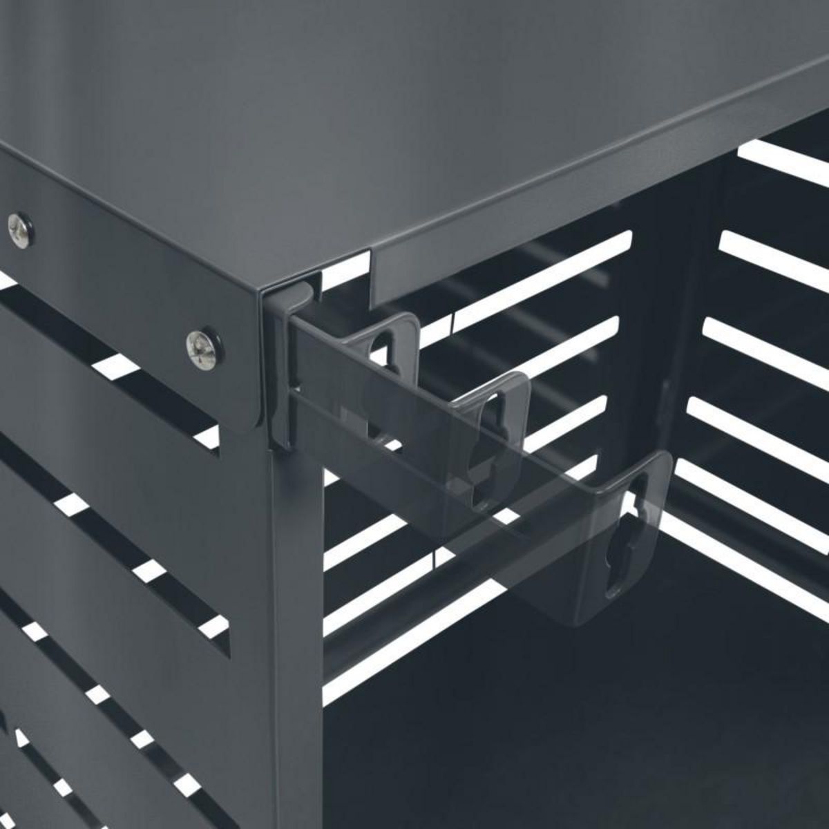 ID MARKET Cache climatiseur en métal gris anthracite protection unité extérieur 95 x 50 x 80 CM