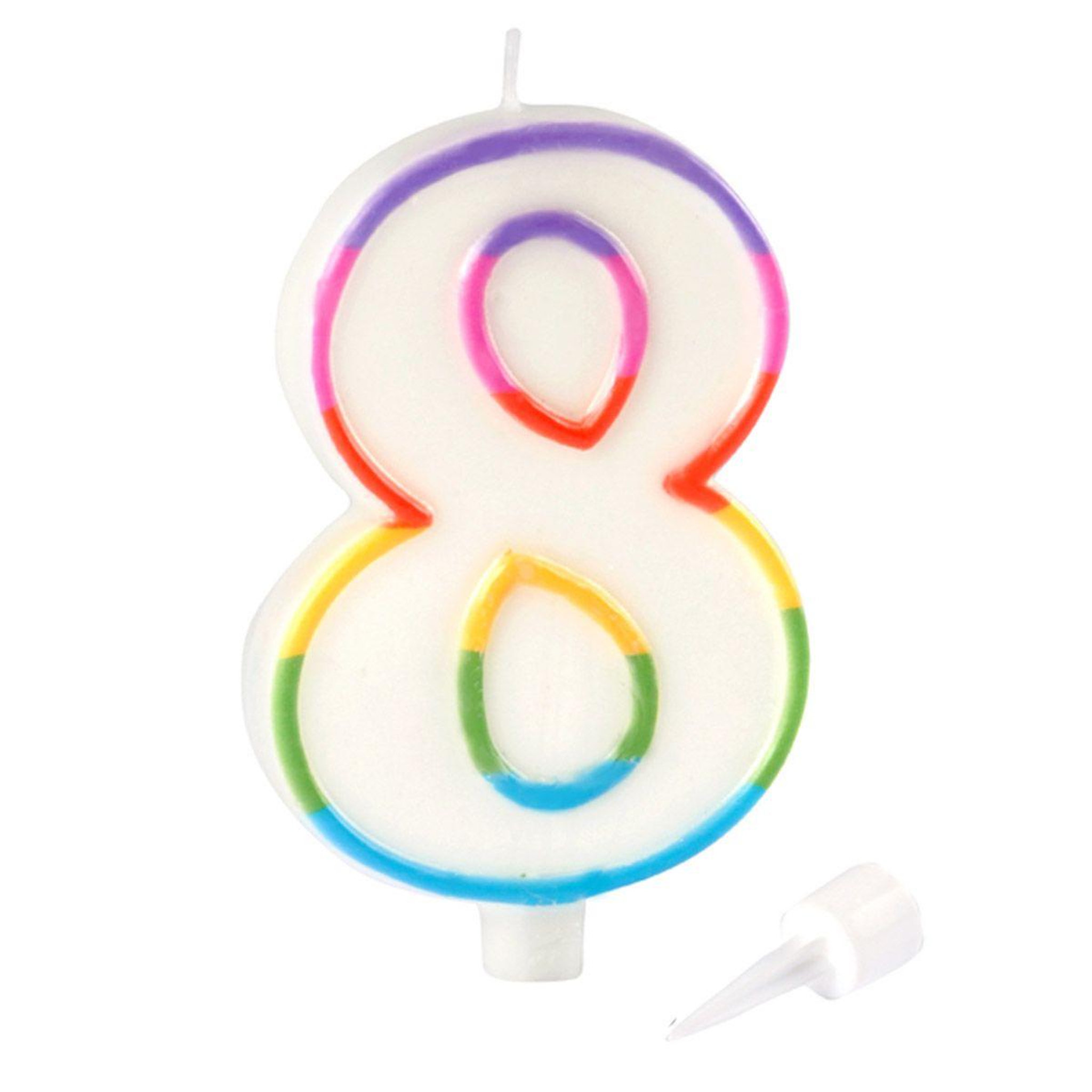 Voir la diapositive 2 : HOMEA Bougie d'Anniversaire  Chiffre 8  10cm Multicolore