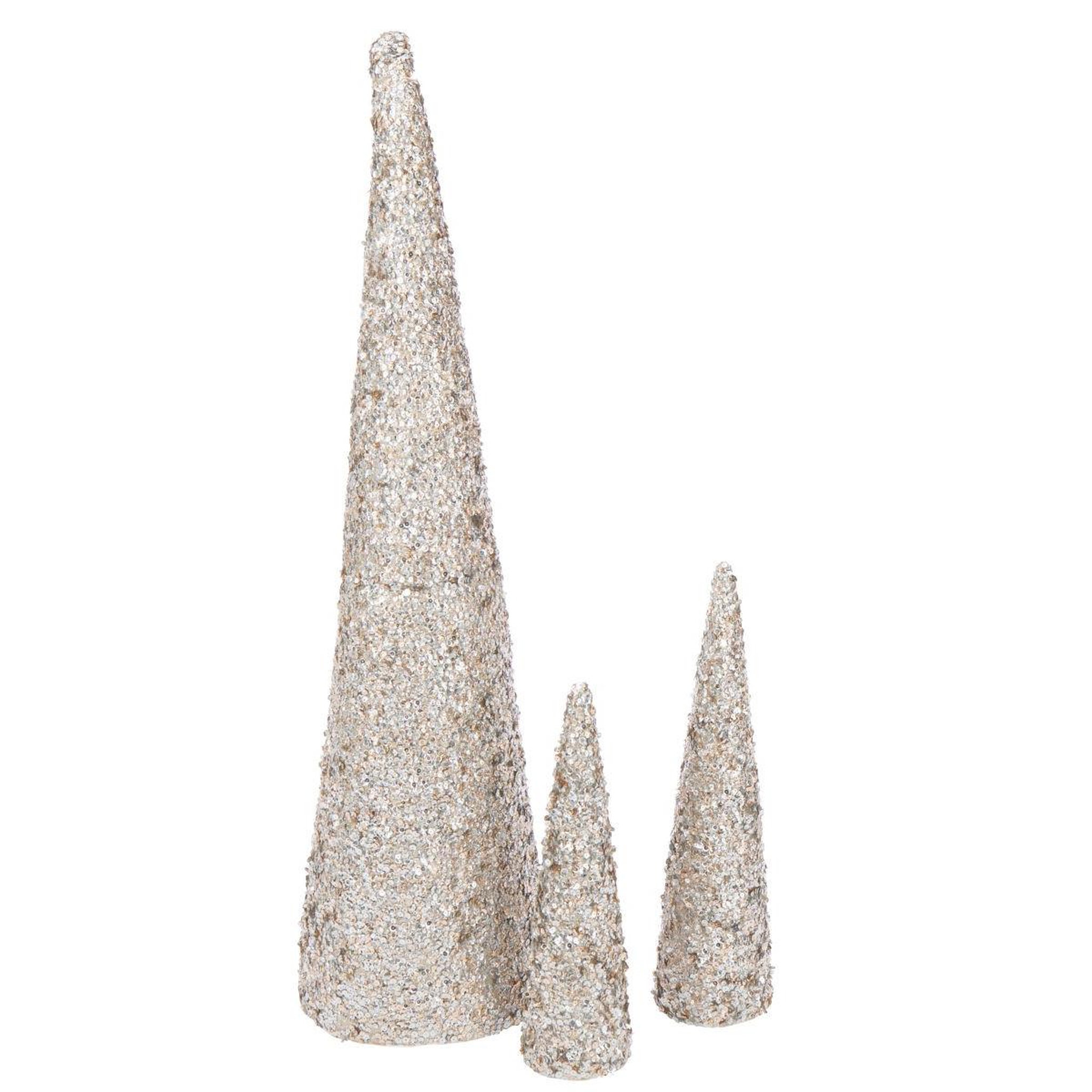 Voir la diapositive 2 : J-LINE Cône déco  sequins  56cm champagne