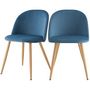 Voir la diapositive 1 : Rendez vous déco Lot de 2 chaises en velours bleu foncé et pieds en métal - Cozy