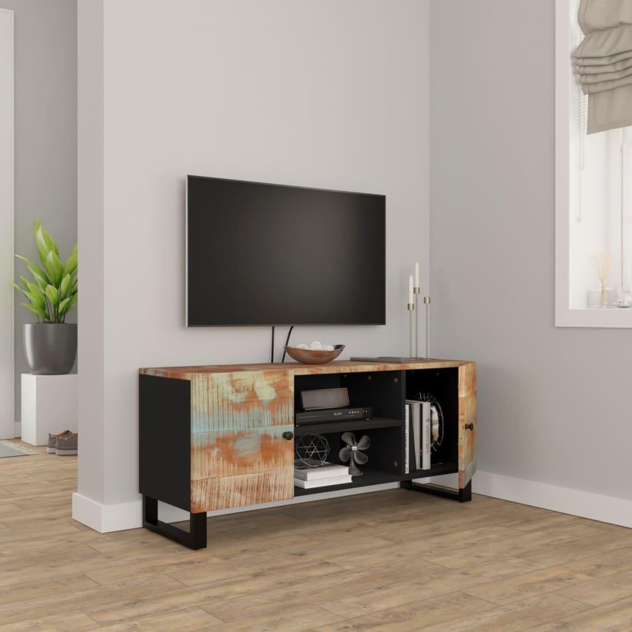 Voir la diapositive 3 : VIDAXL Meuble TV 105x33x46 cm Bois massif de recuperation