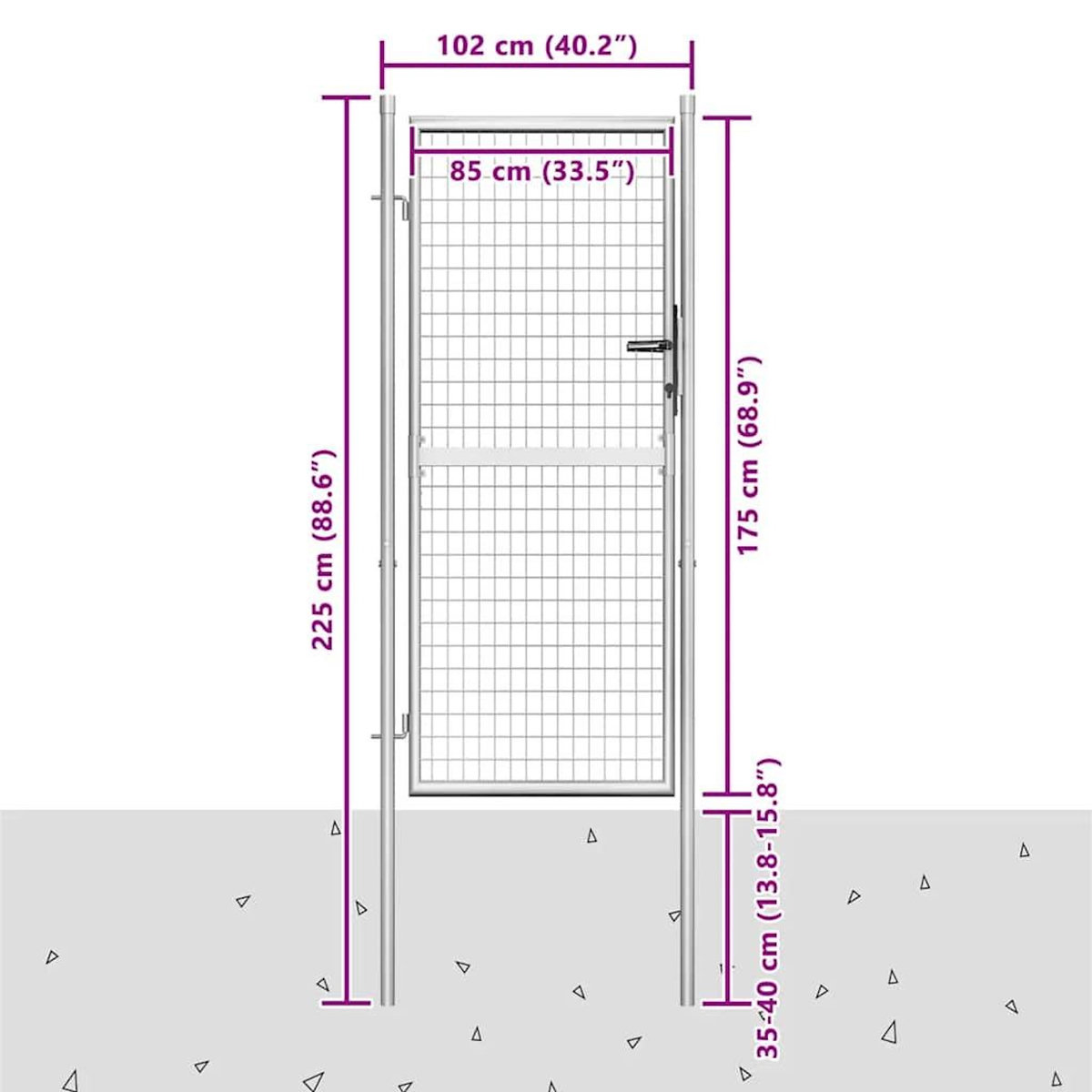 VIDAXL Portail de jardin en acier galvanise 100 x 175 cm argent