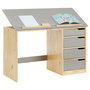 Voir la diapositive 5 : IDIMEX Bureau enfant EMMA, en pin massif, 4 tiroirs et plateau inclinable