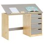 Voir la diapositive 5 : IDIMEX Bureau enfant EMMA, en pin massif, 4 tiroirs et plateau inclinable