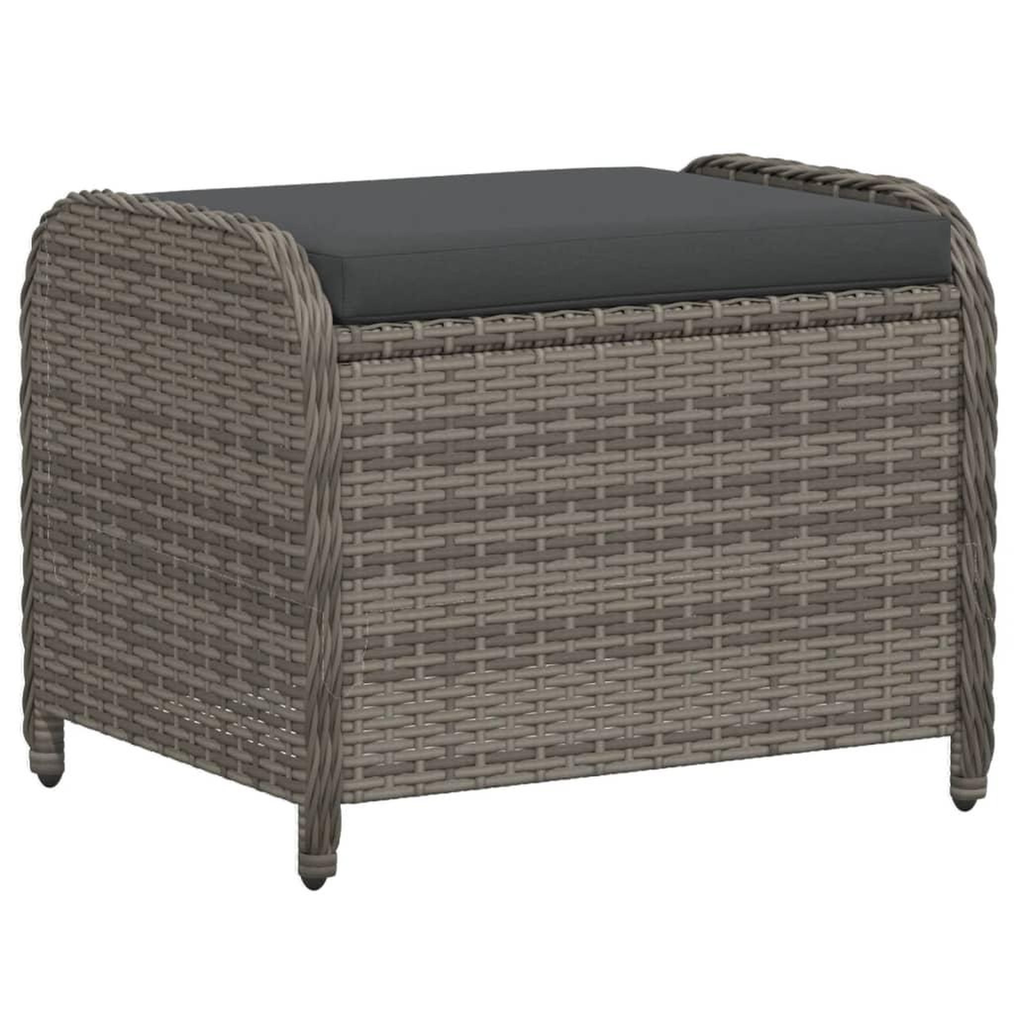 Voir la diapositive 2 : VIDAXL Tabouret de jardin avec coussin gris 58x46x46 cm resine tressee