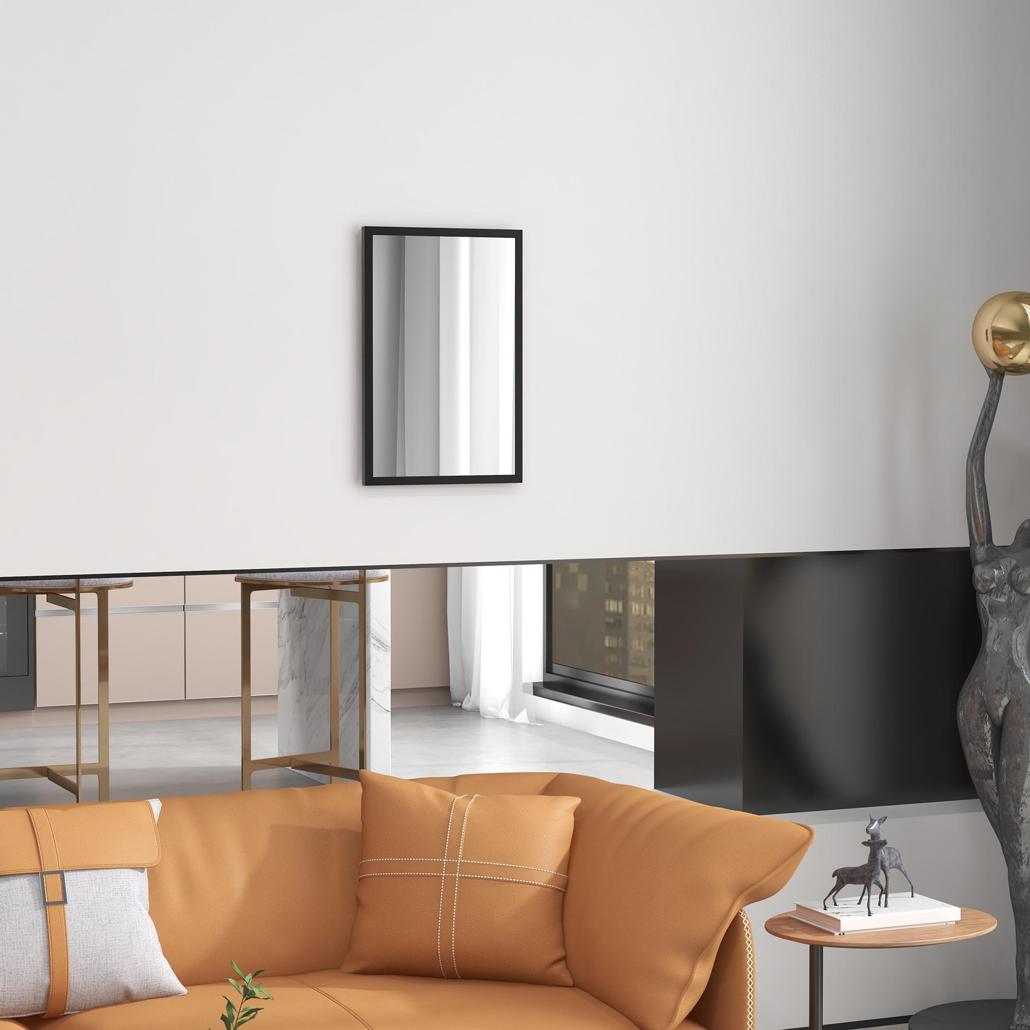 Voir la diapositive 5 : HOMCOM Miroir mural rectangulaire dim. 40L x 60H cm cadre bois noir