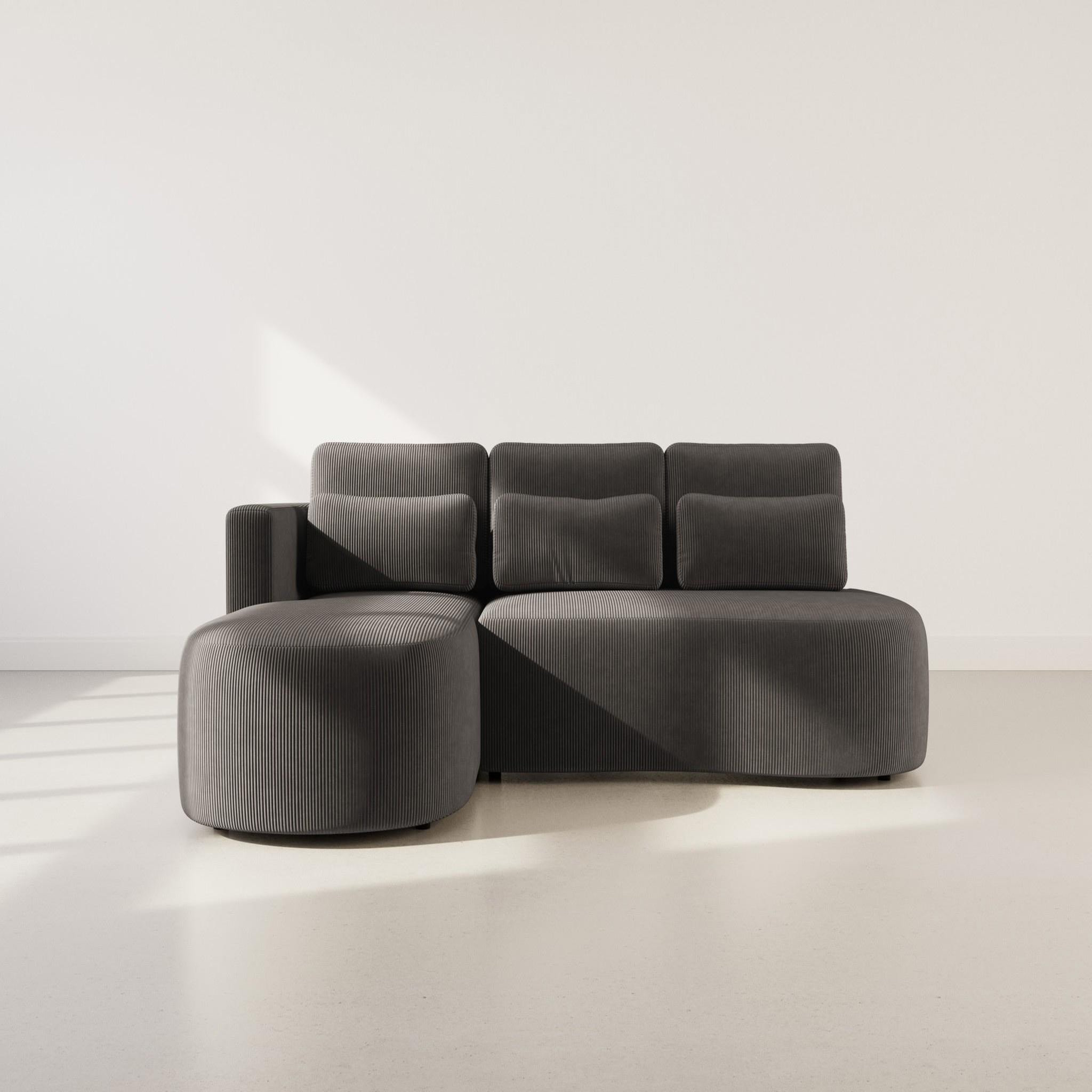 Voir la diapositive 5 : BEST MOBILIER Mahina - canapé d'angle gauche 4 places convertible avec coffre en velours côtelé