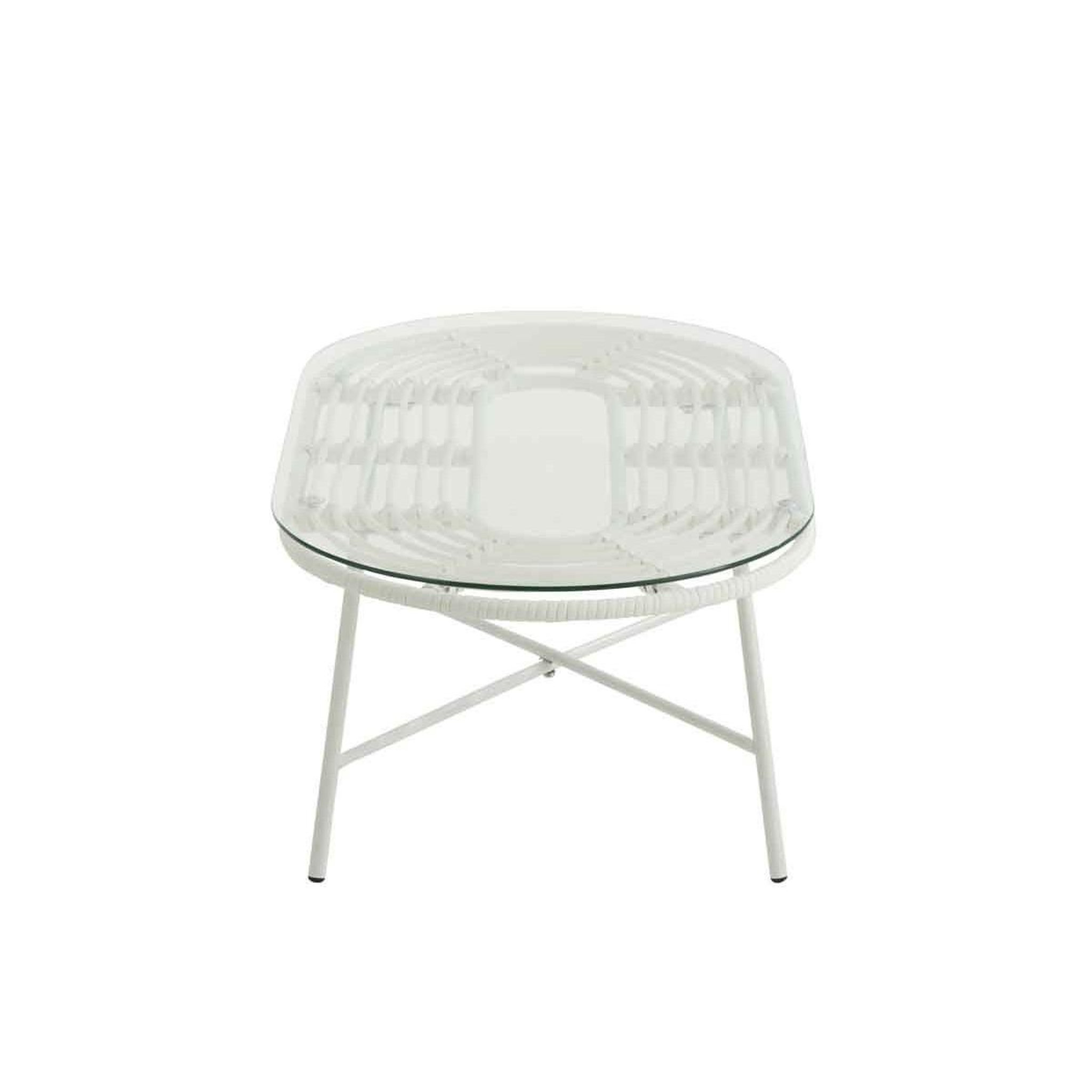 Voir la diapositive 3 : J-LINE Table basse de jardin  celeste  90cm blanc