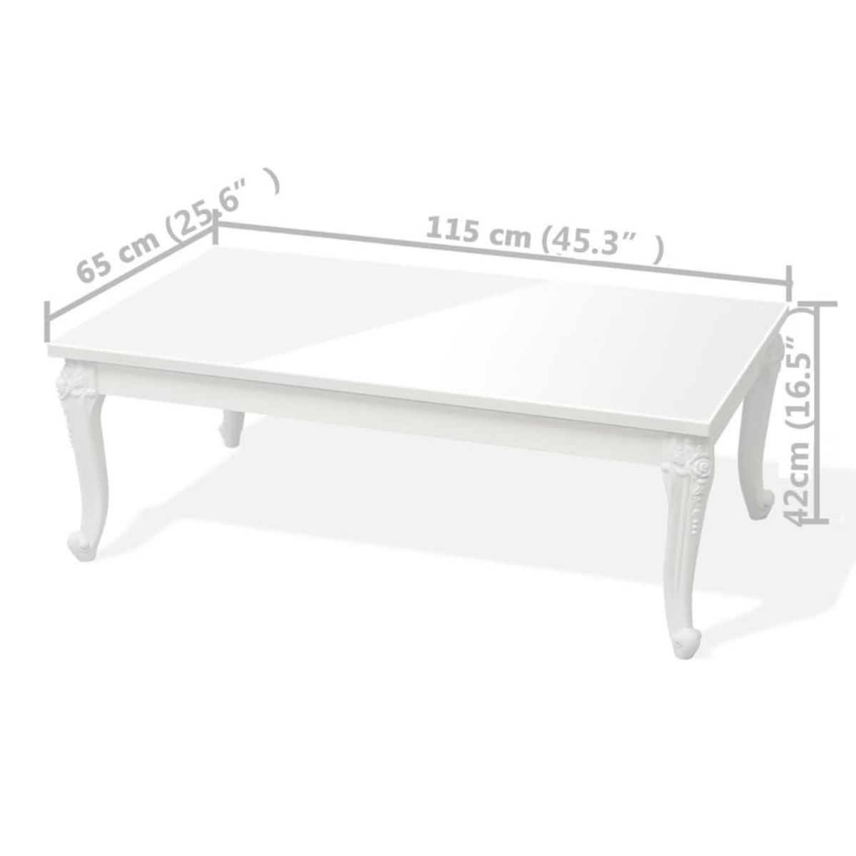 VIDAXL Table basse 115x65x42 cm Blanc brillant