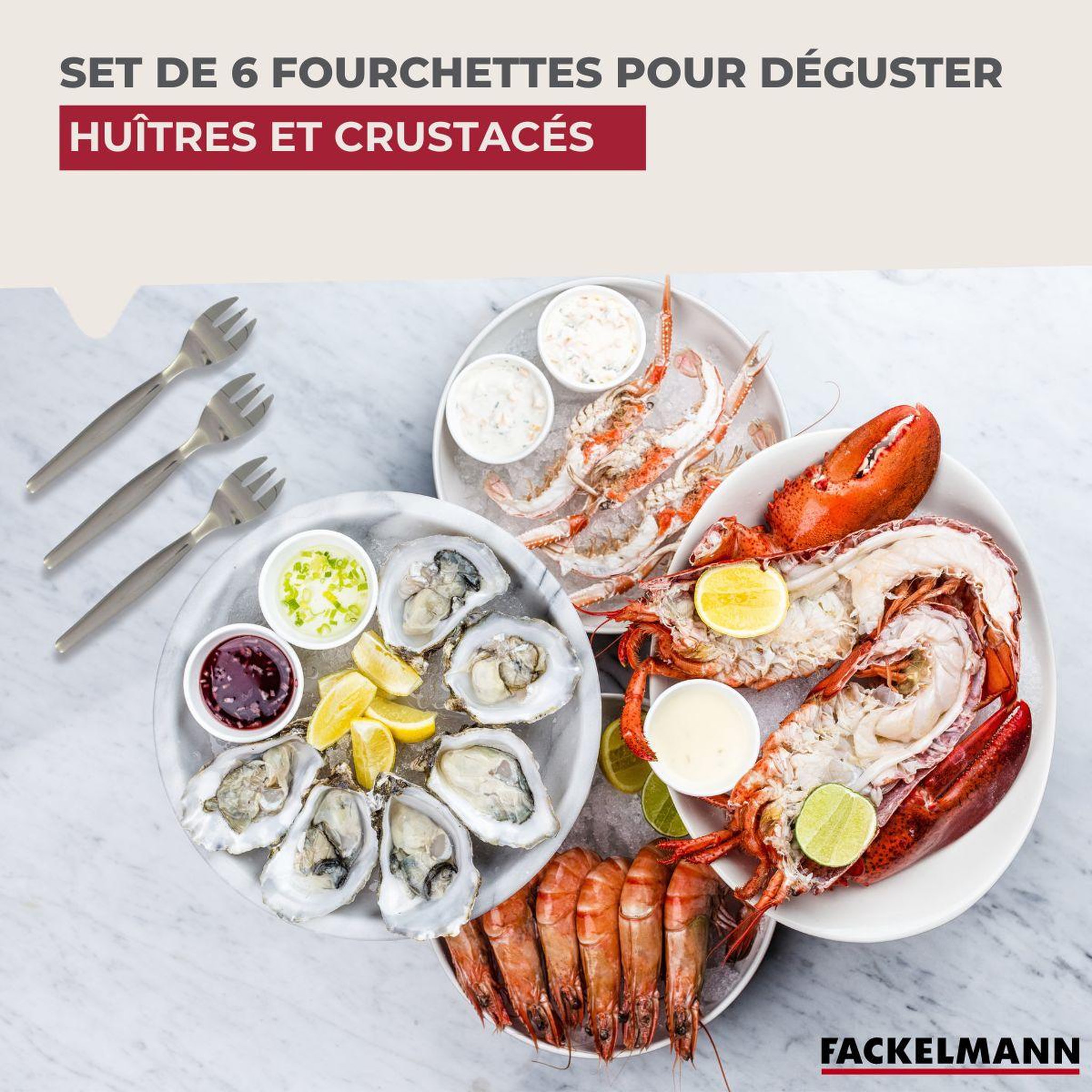 Voir la diapositive 2 : Fackelmann Lot de 6 fourchettes à huîtres 12,5 cm fackelmann