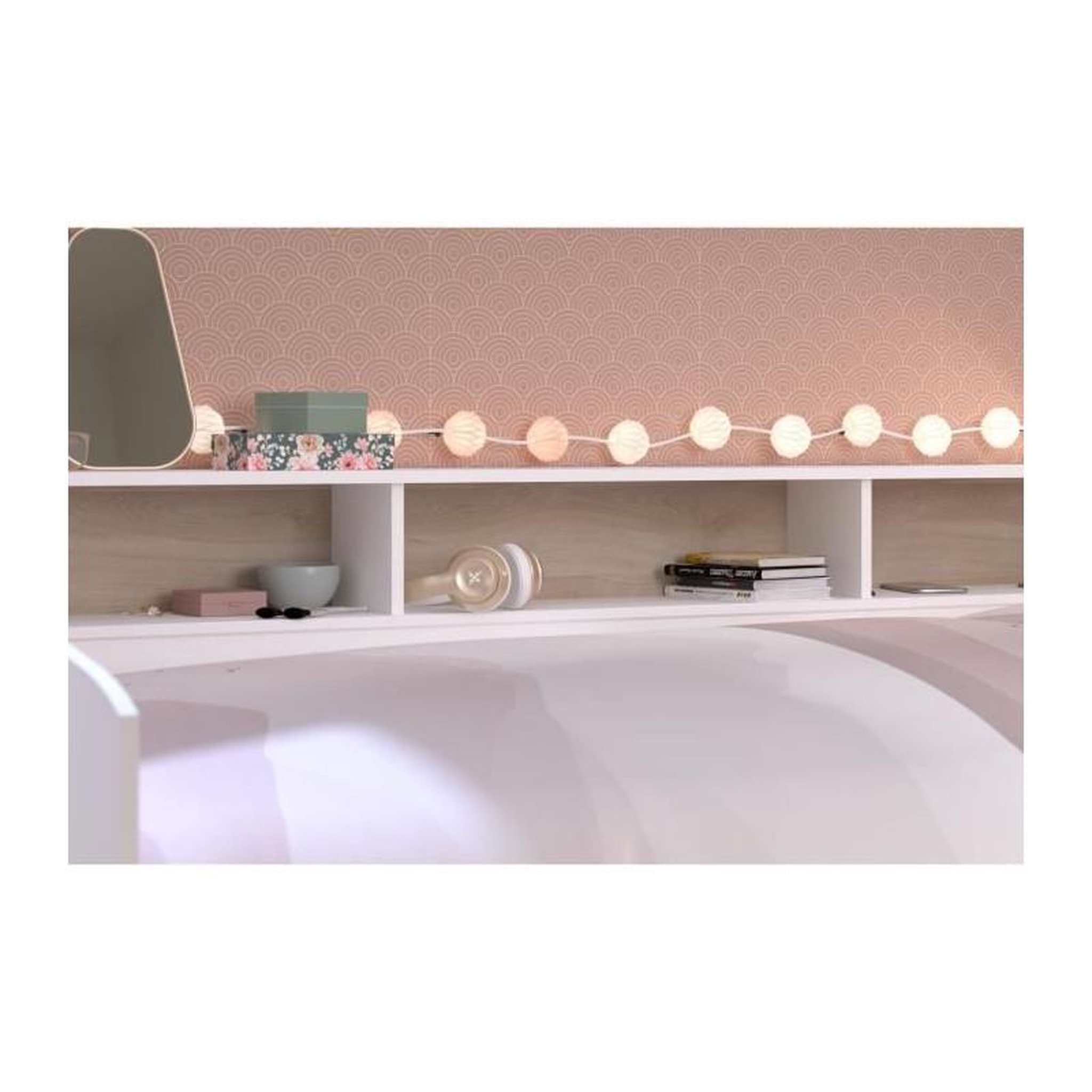 Voir la diapositive 6 : PARISOT Lit banquette 2 tiroirs 90 x 200/190 cm - MDF - Mat décor chene et blanc - JOY - 2339ENSE
