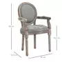 HOMCOM Chaise de salle à manger chaise de salon médaillon style Louis XVI bois massif patiné sculpté tissu lin gris