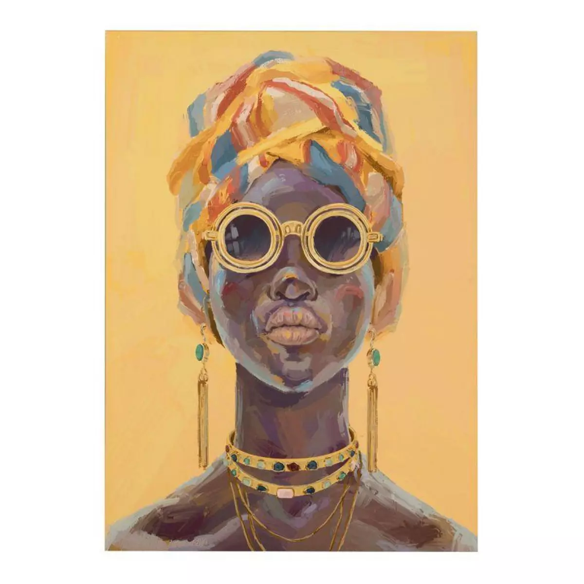 Paris Prix Toile Imprimée  Femme Africaine  100x141cm Multicolore