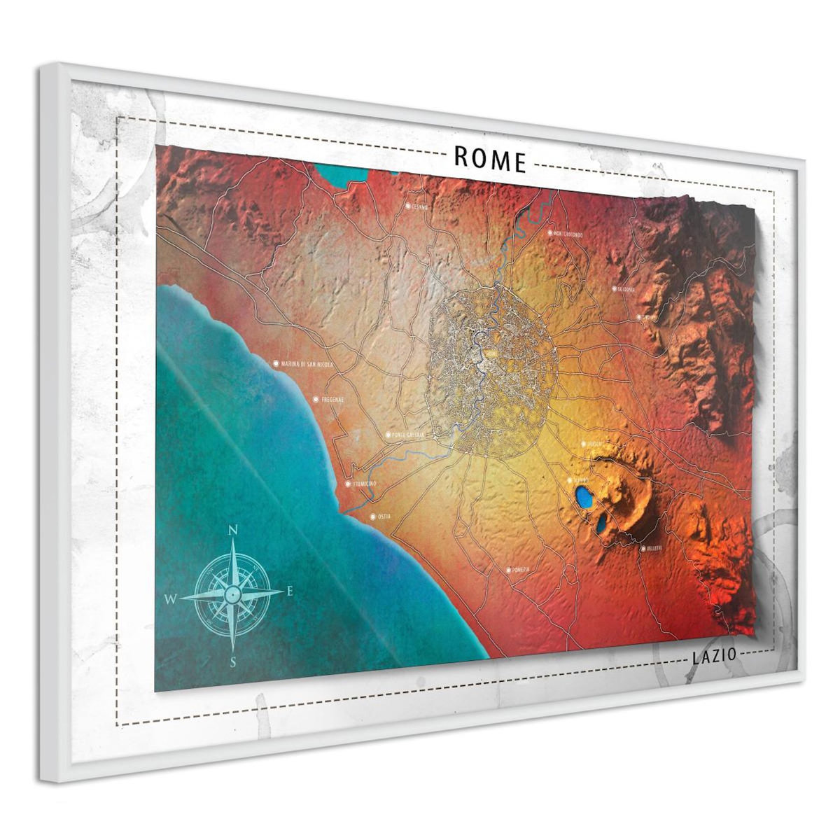 Paris Prix Affiche Murale Encadrée  Raised Relief Map Rome