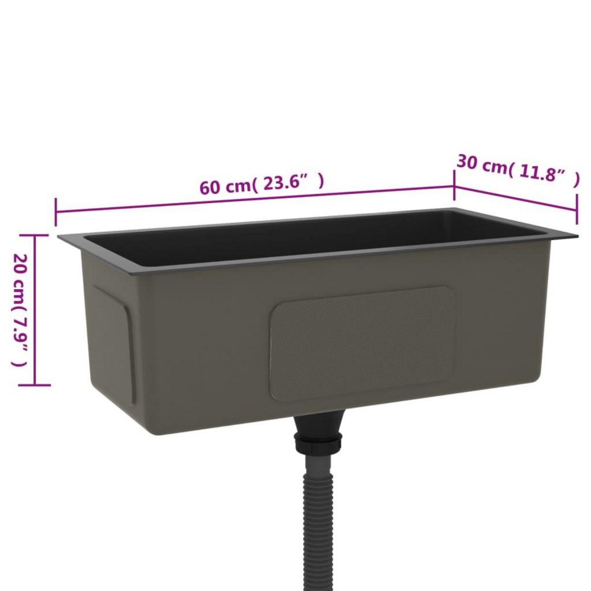 VIDAXL Evier de cuisine fait main Noir Acier inoxydable