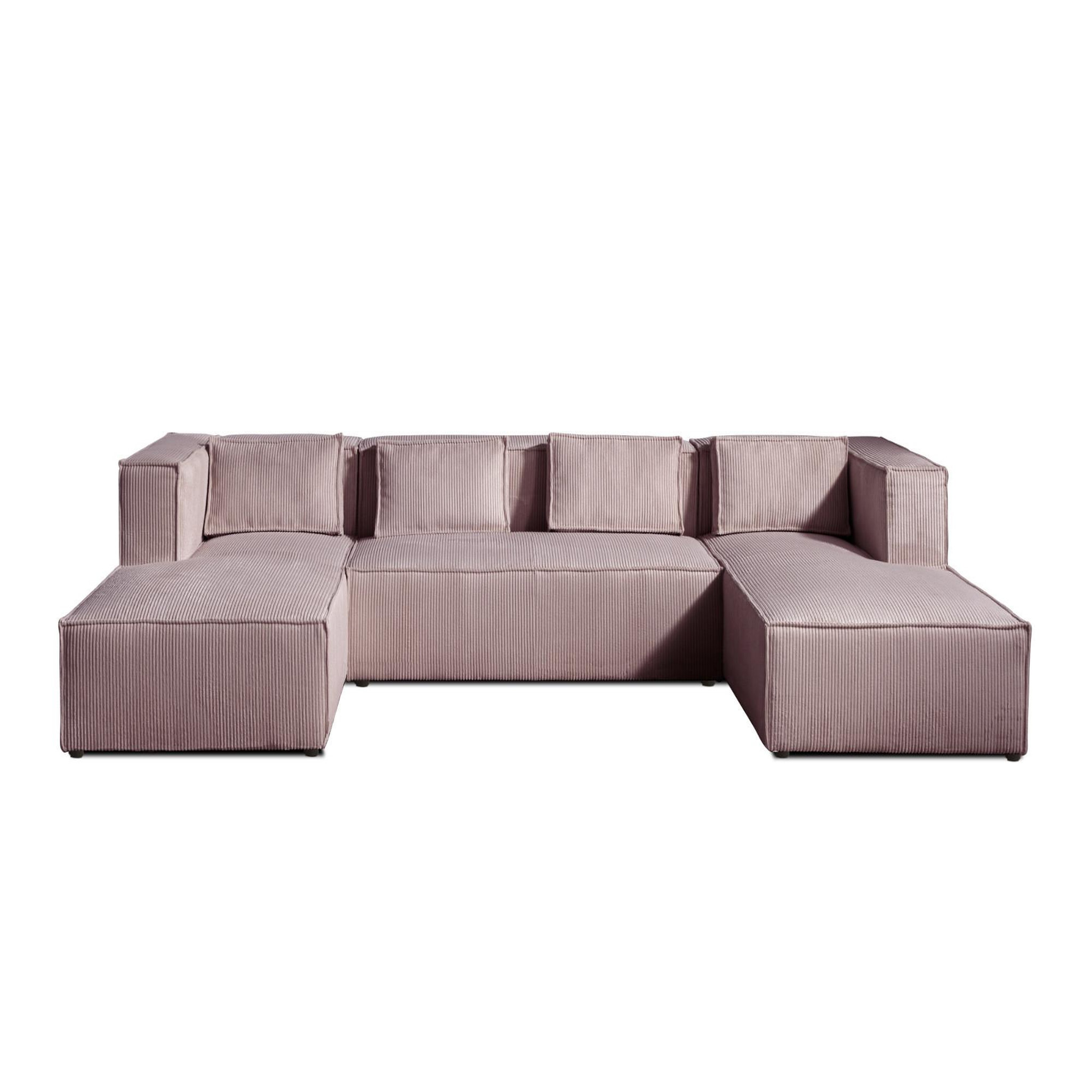 Voir la diapositive 1 : BEST MOBILIER Stella - canapé panoramique en u - 7 places - en velours côtelé
