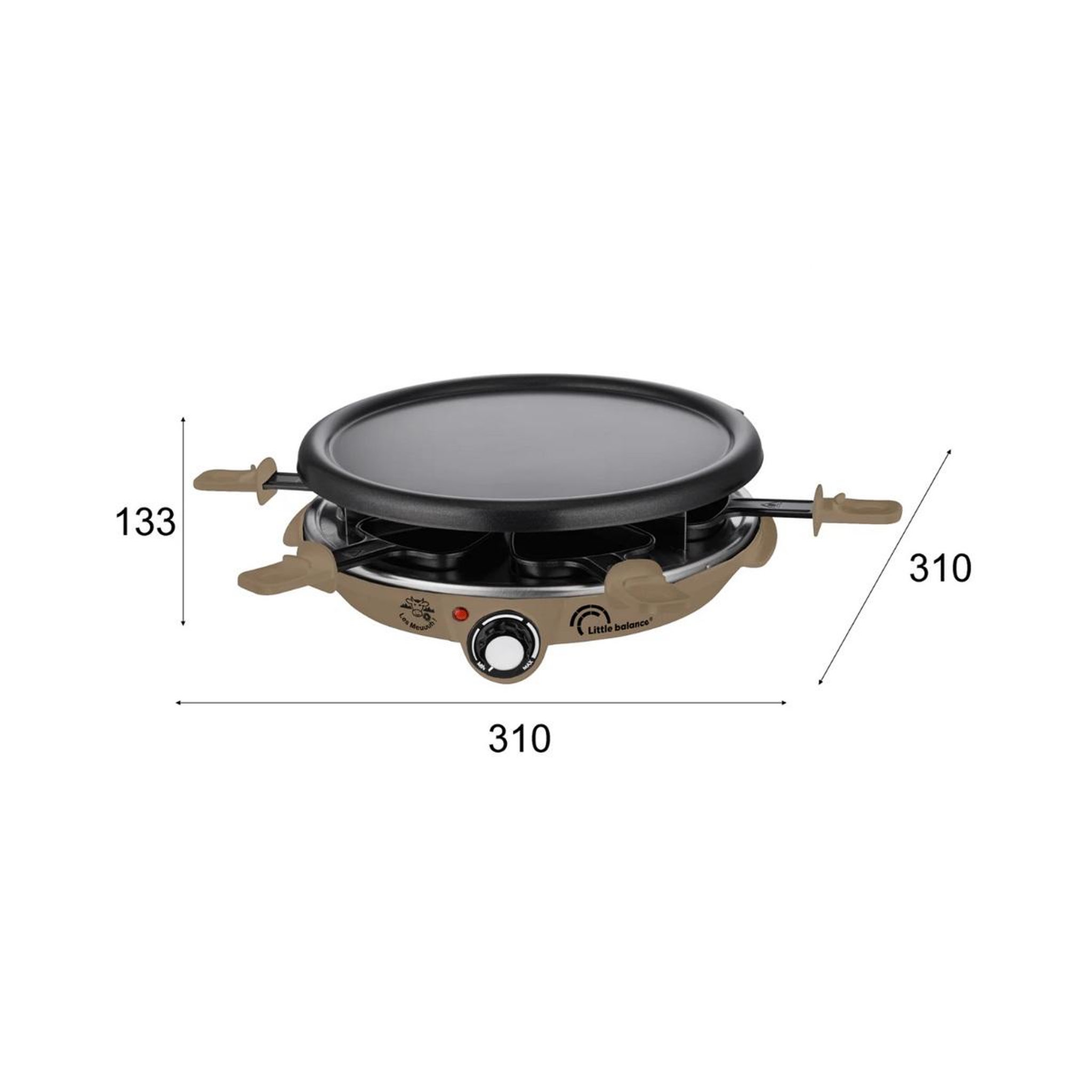 Voir la diapositive 2 : LITTLE BALANCE Appareil à raclette 6 personnes 1200w taupe - 8951