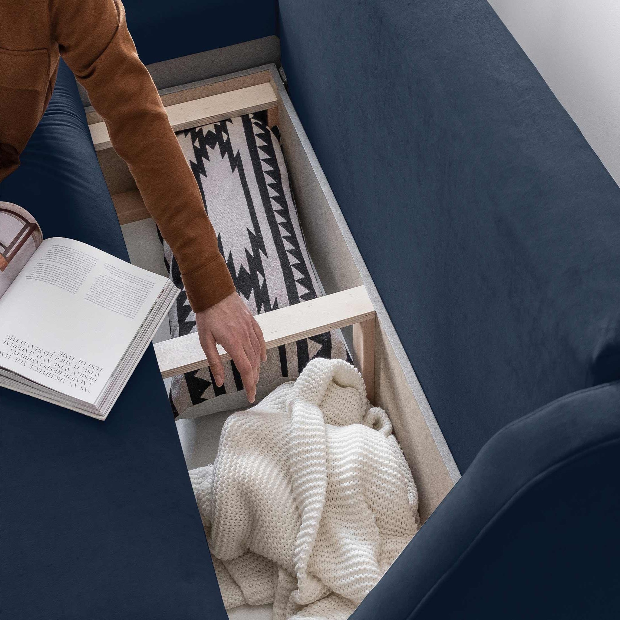 Voir la diapositive 3 : BEST MOBILIER Royal - canapé d'angle gauche - 4 places - convertible avec coffre - en velours