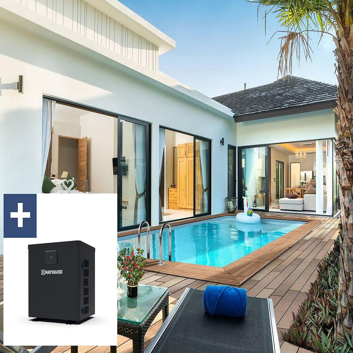 Habitat et Jardin Piscine bois rectangle   Aruba 120  - 5.00 x 3.00 x 1.24 m + Pompe à chaleur  3.5 kw/h