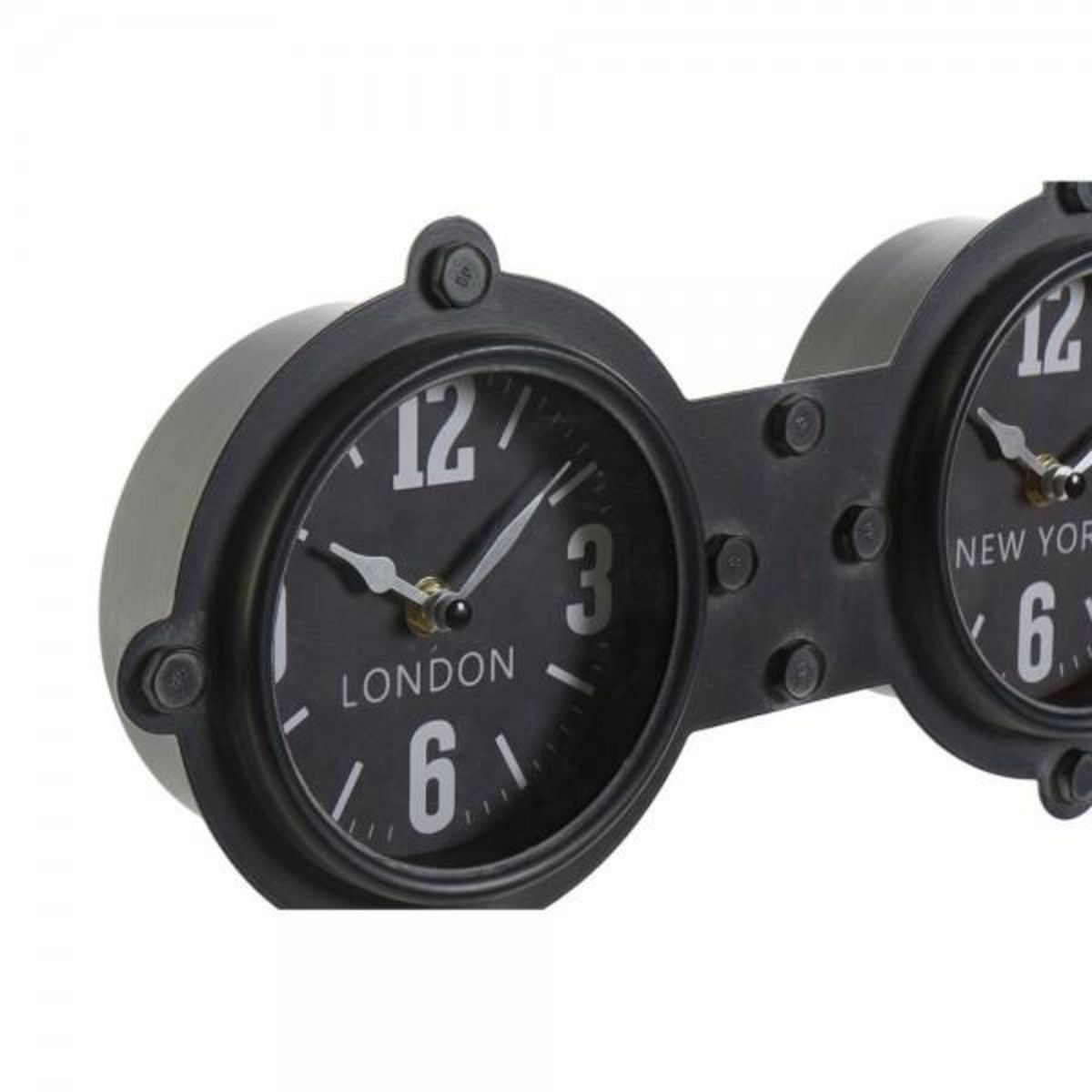 AAAAA Horloge Murale DKD Home Decor Verre Noir Fer (58 x 6.5 x 18 cm)