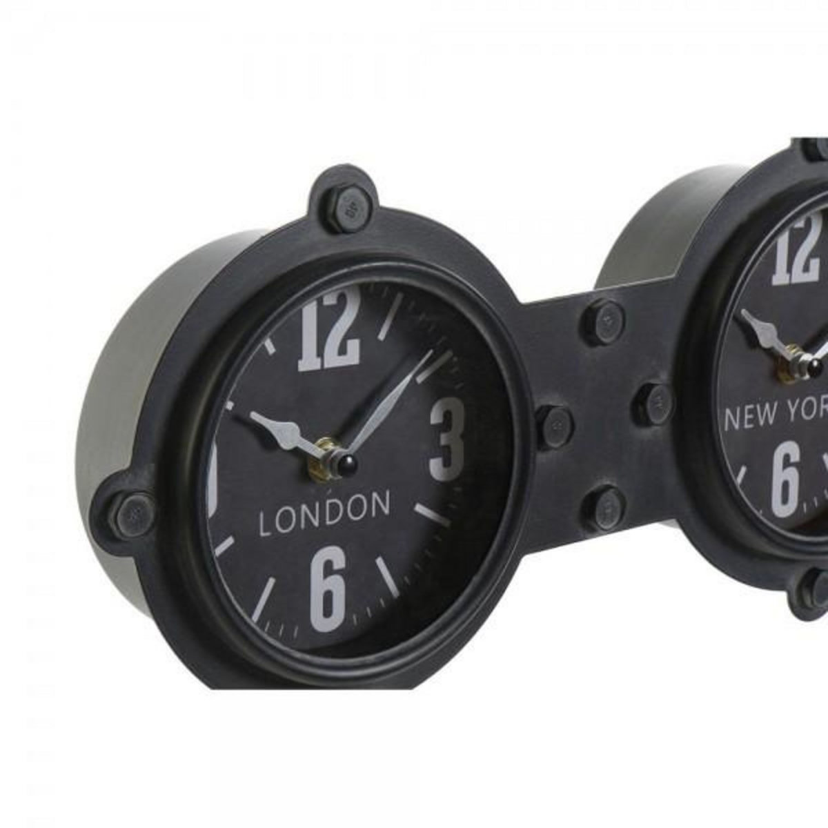 AAAAA Horloge Murale DKD Home Decor Verre Noir Fer (58 x 6.5 x 18 cm)