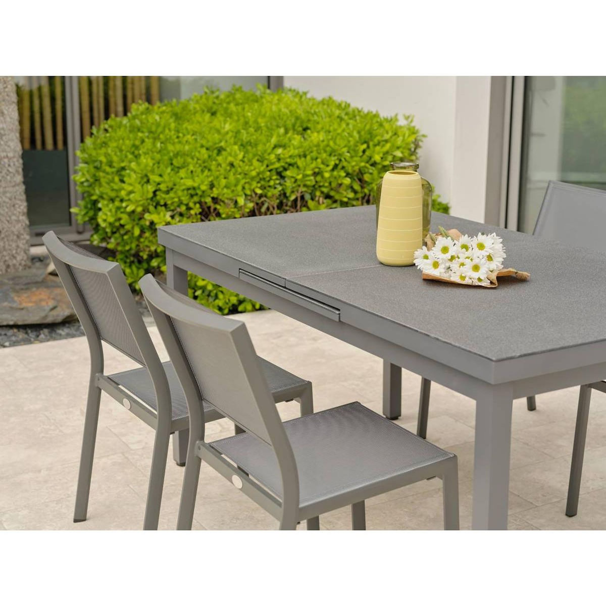 Paris Prix Ensemble Table de Jardin Extensible & 4 Chaises  Dania & Stockholm  160-210cm Anthracite