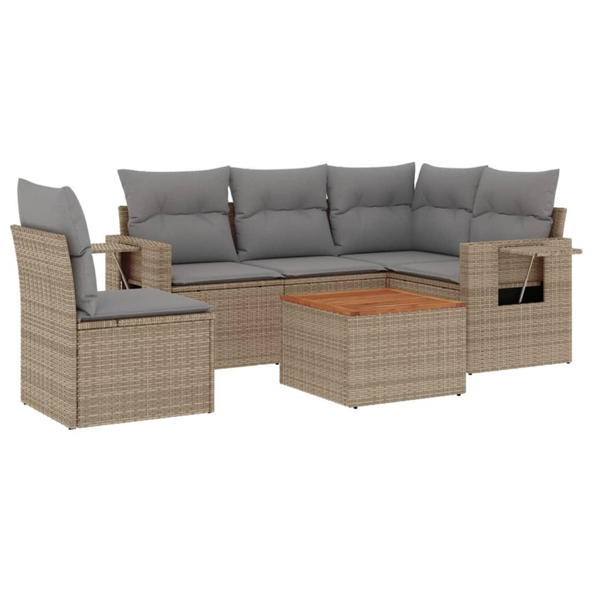 Voir la diapositive 2 : VIDAXL Salon de jardin avec coussins 6pcs melange beige resine tressee