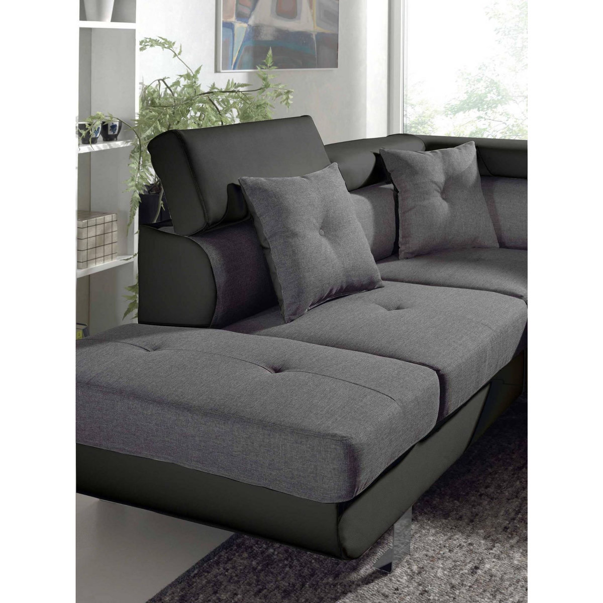 BEST MOBILIER Lisbona - canapé d'angle gauche convertible - 5 places - avec têtières