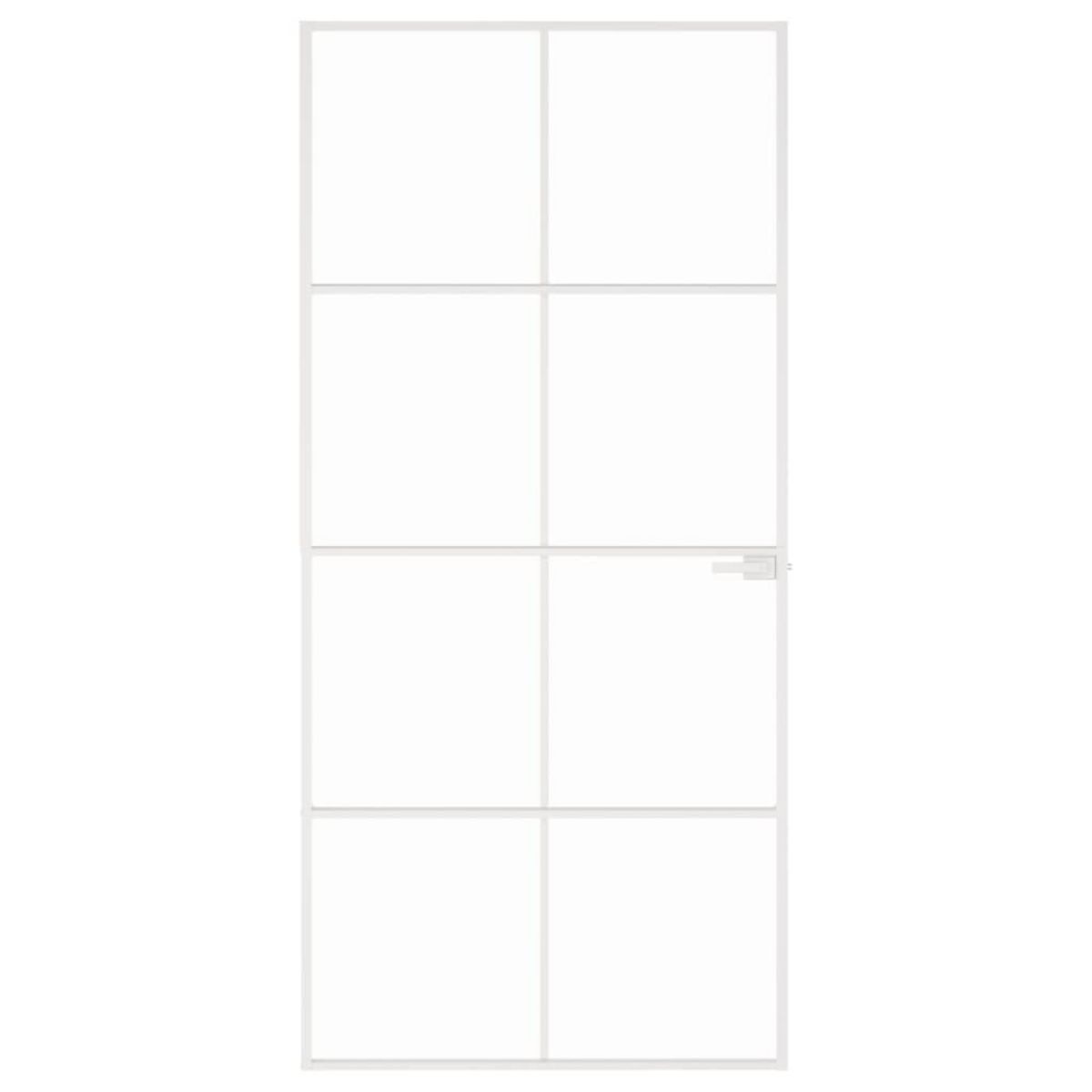 VIDAXL Porte d'interieur Blanc 93x201,5 cm Trempe verre aluminium fin