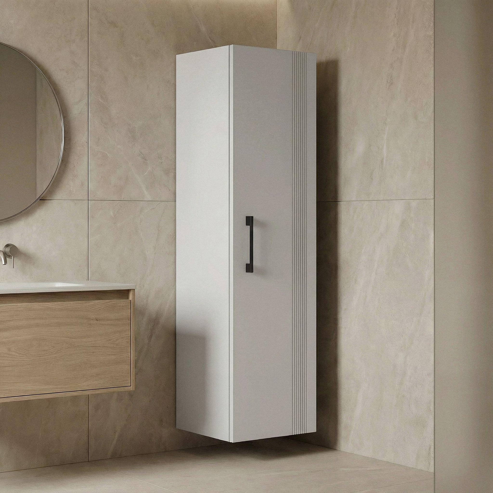 Voir la diapositive 2 : Habitat et Jardin Armoire de Salle de Bain  Bari 40  - 40 x 32 x 138 cm - Matte White