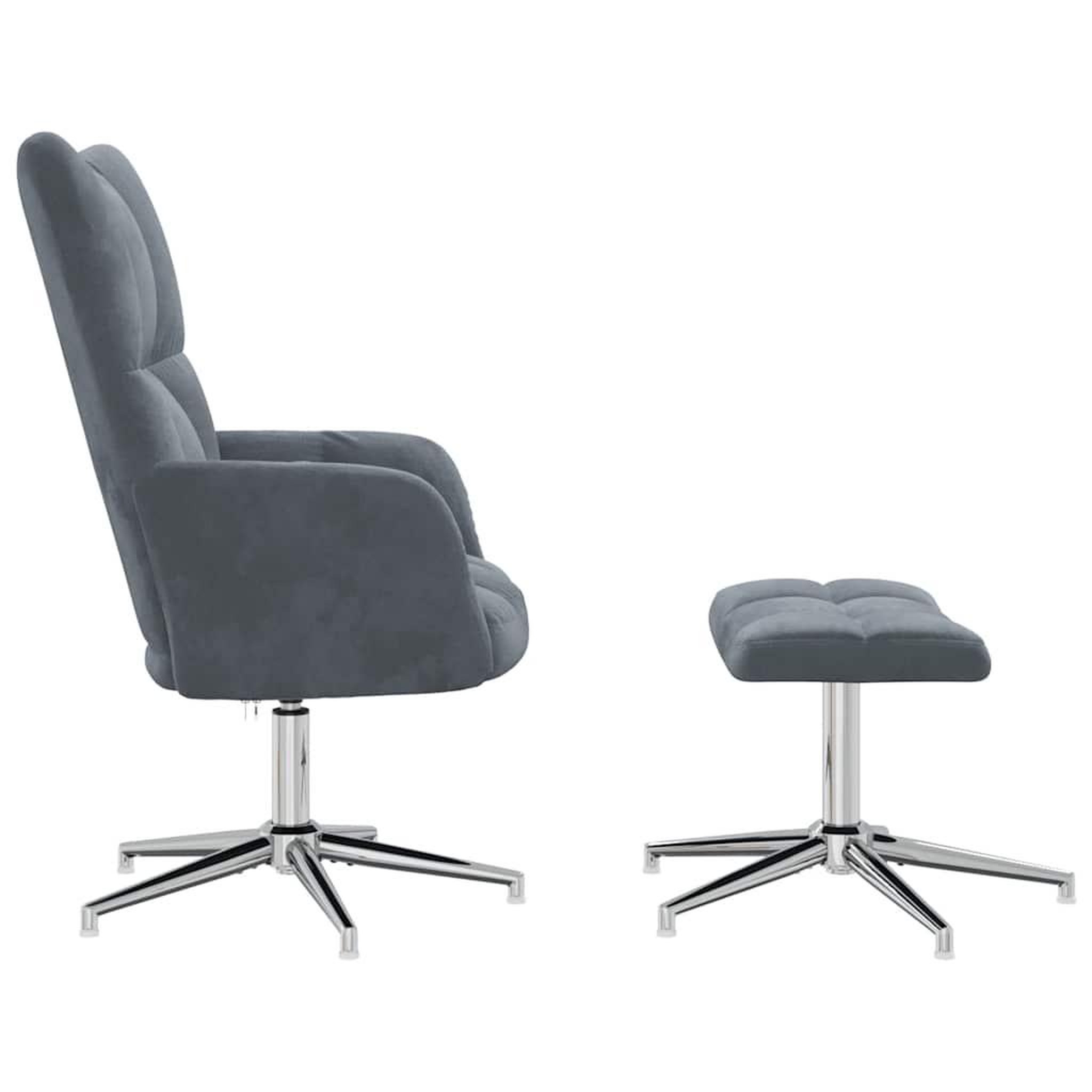 Voir la diapositive 4 : VIDAXL Chaise de relaxation avec tabouret Gris fonce Velours