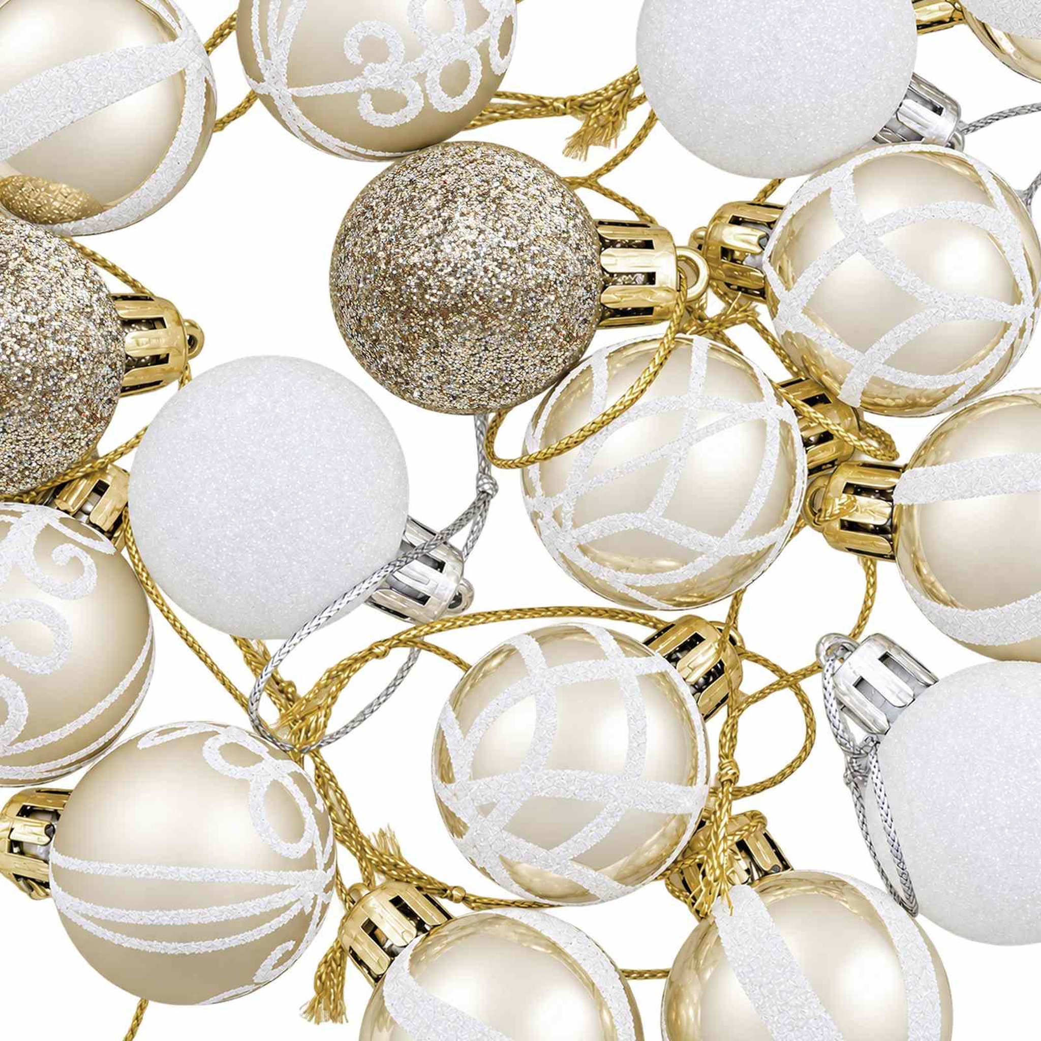 Voir la diapositive 6 : VIDAXL Ensemble de boules de Noël 72 pc Champagne et blanc Diam. 3 cm
