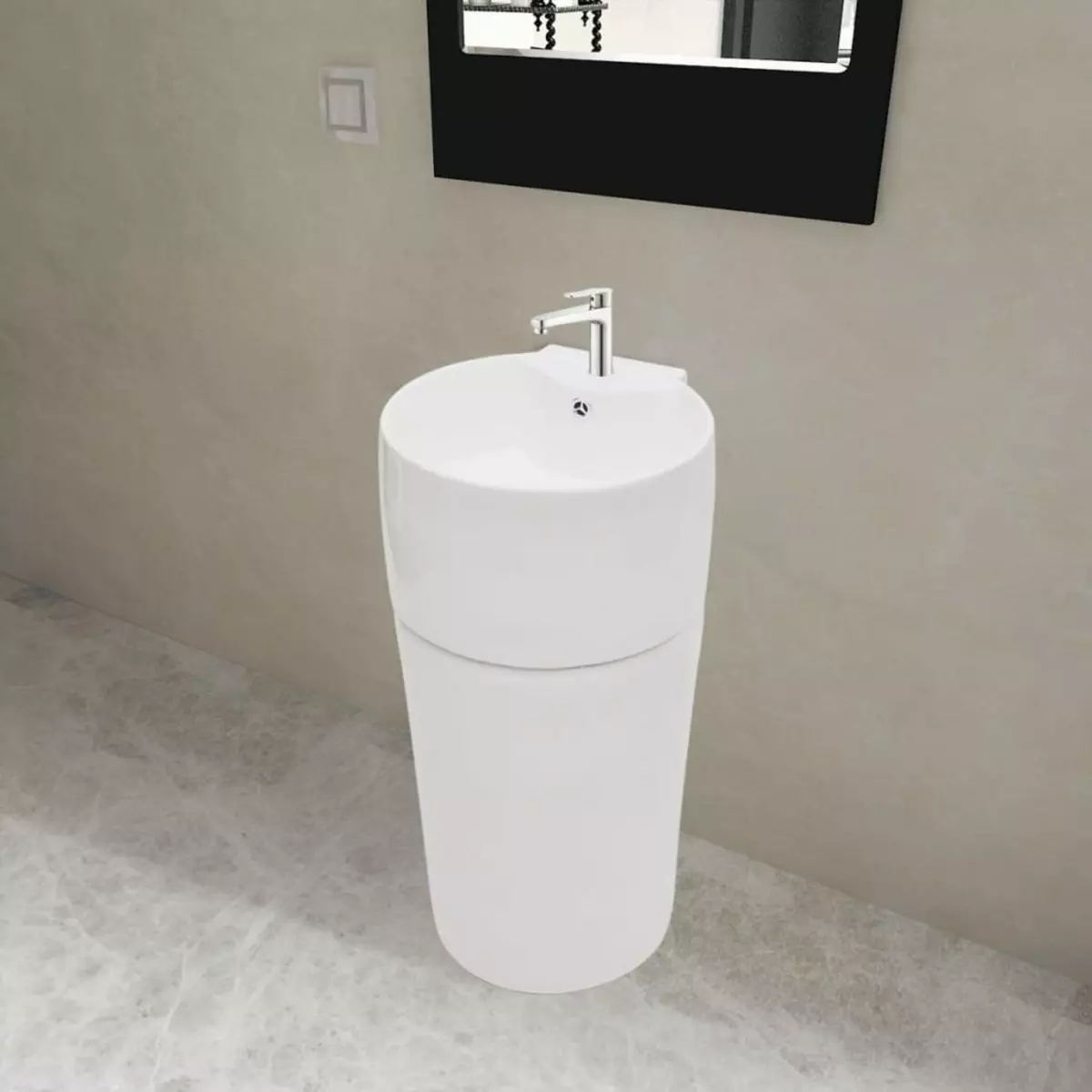 VIDAXL Vasque a trou de trop-plein/robinet ceramique Blanc pour salle de bain