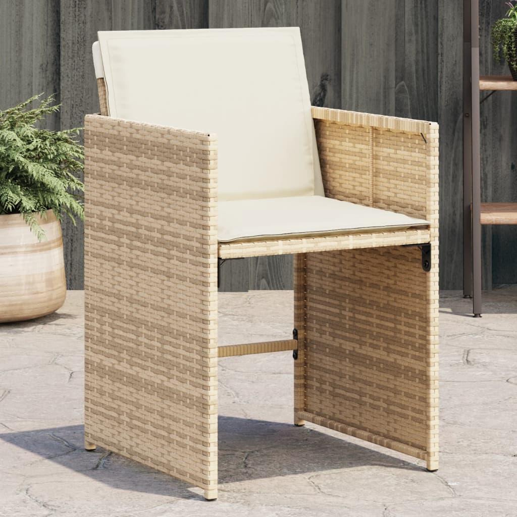 VIDAXL Chaises de jardin avec coussins lot de 4 beige resine tressee