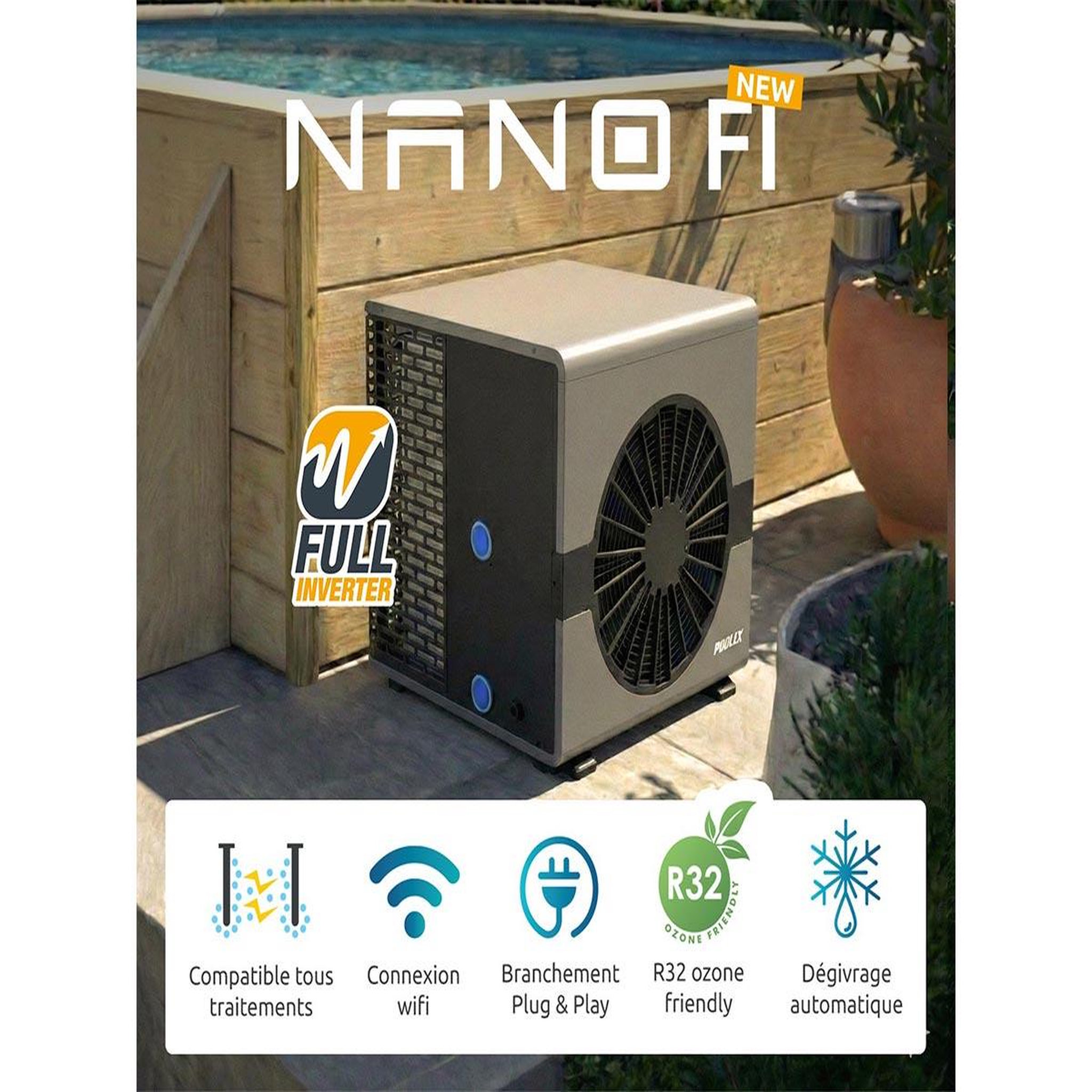 Voir la diapositive 4 : Poolex Pompe à chaleur 5,5 kw nano new - poolex