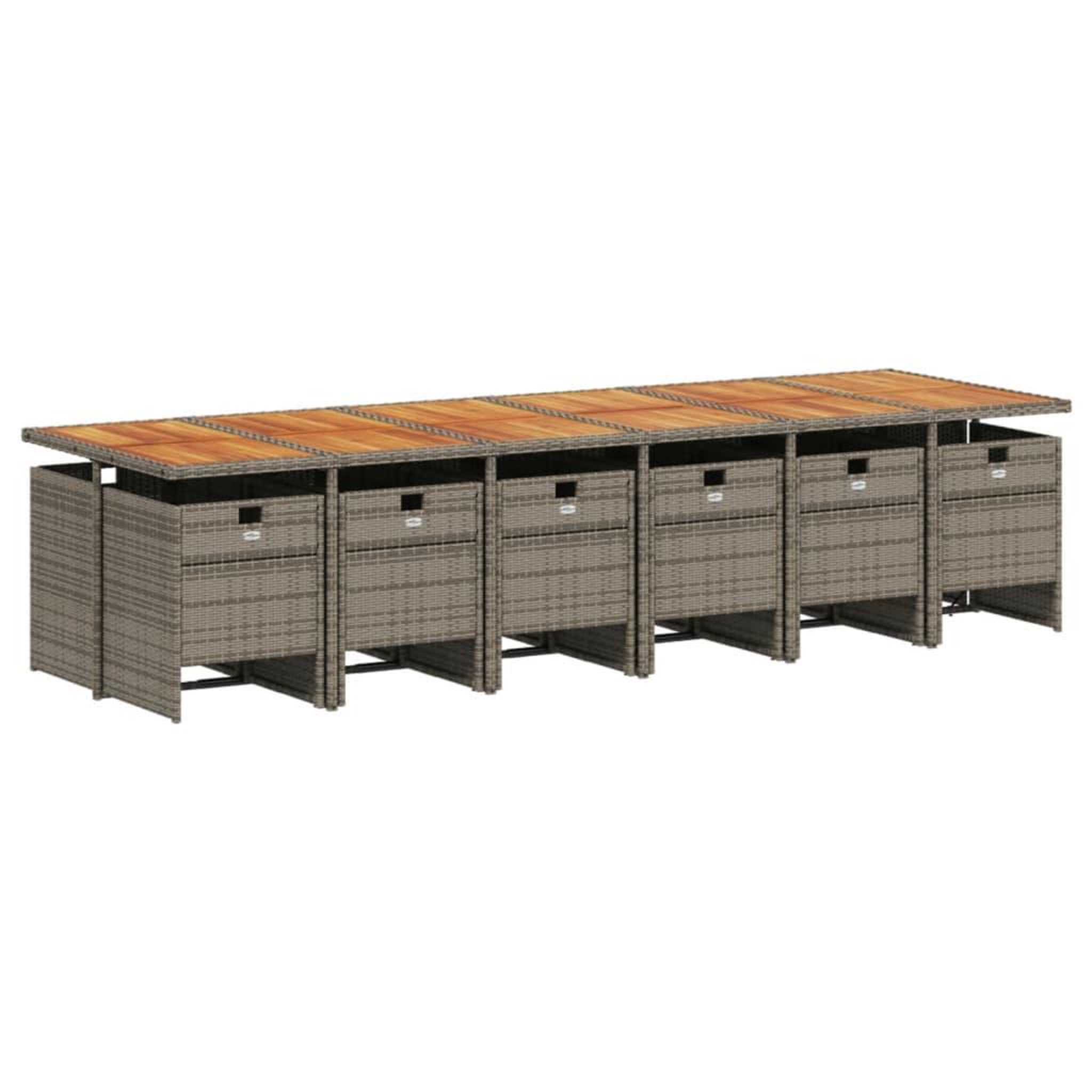 Voir la diapositive 3 : VIDAXL Ensemble a manger de jardin coussins 13 pcs gris resine tressee