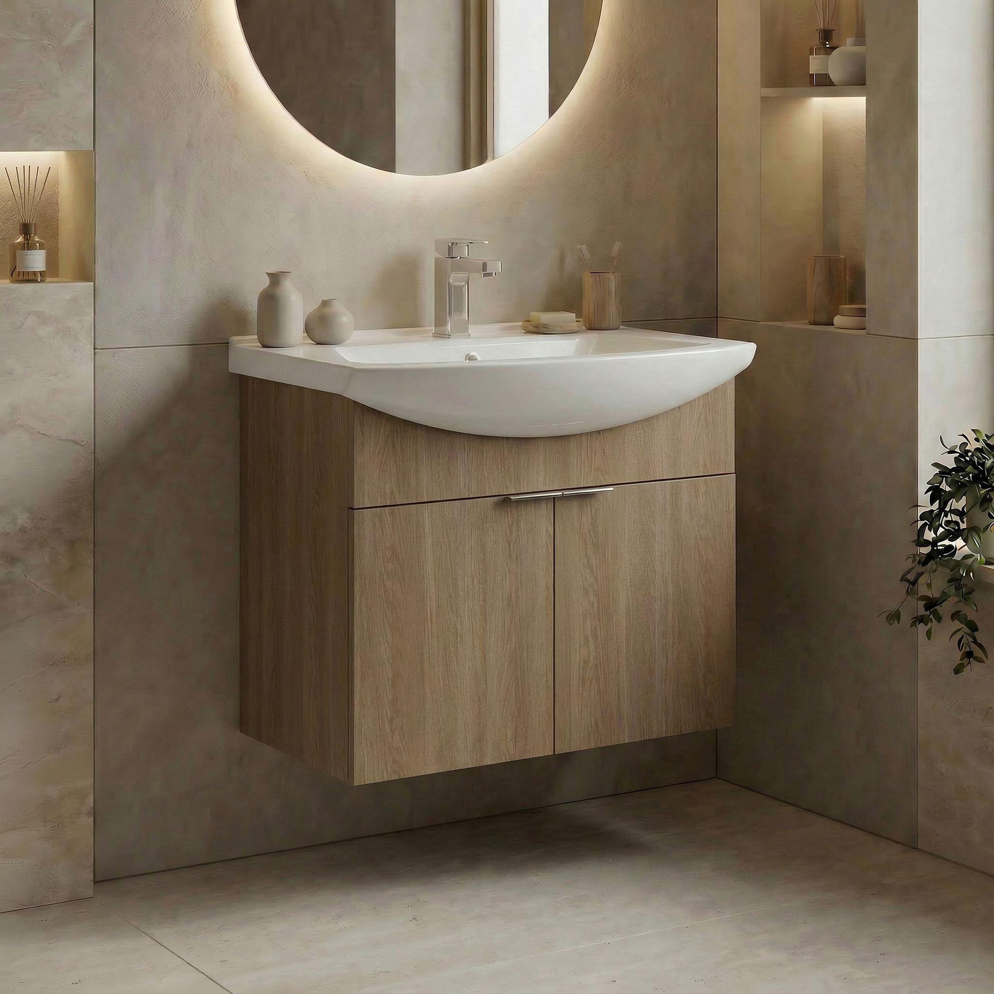 Voir la diapositive 2 : Habitat et Jardin Meuble Vasque  Purus 65  - 65 x 50 x 58 cm - Sonomo Oak