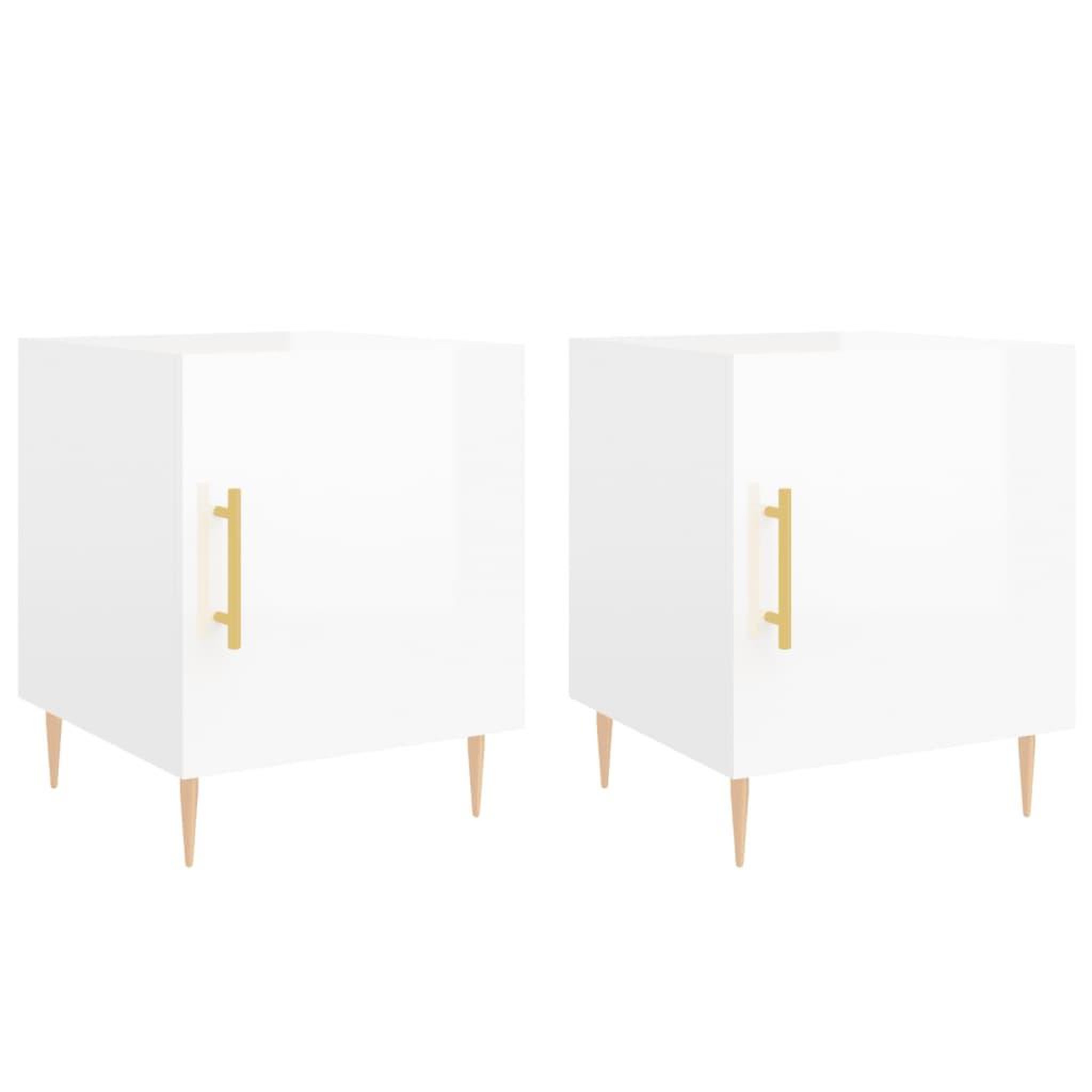 Voir la diapositive 2 : VIDAXL Tables de chevet 2 pcs blanc brillant 40x40x50 cm