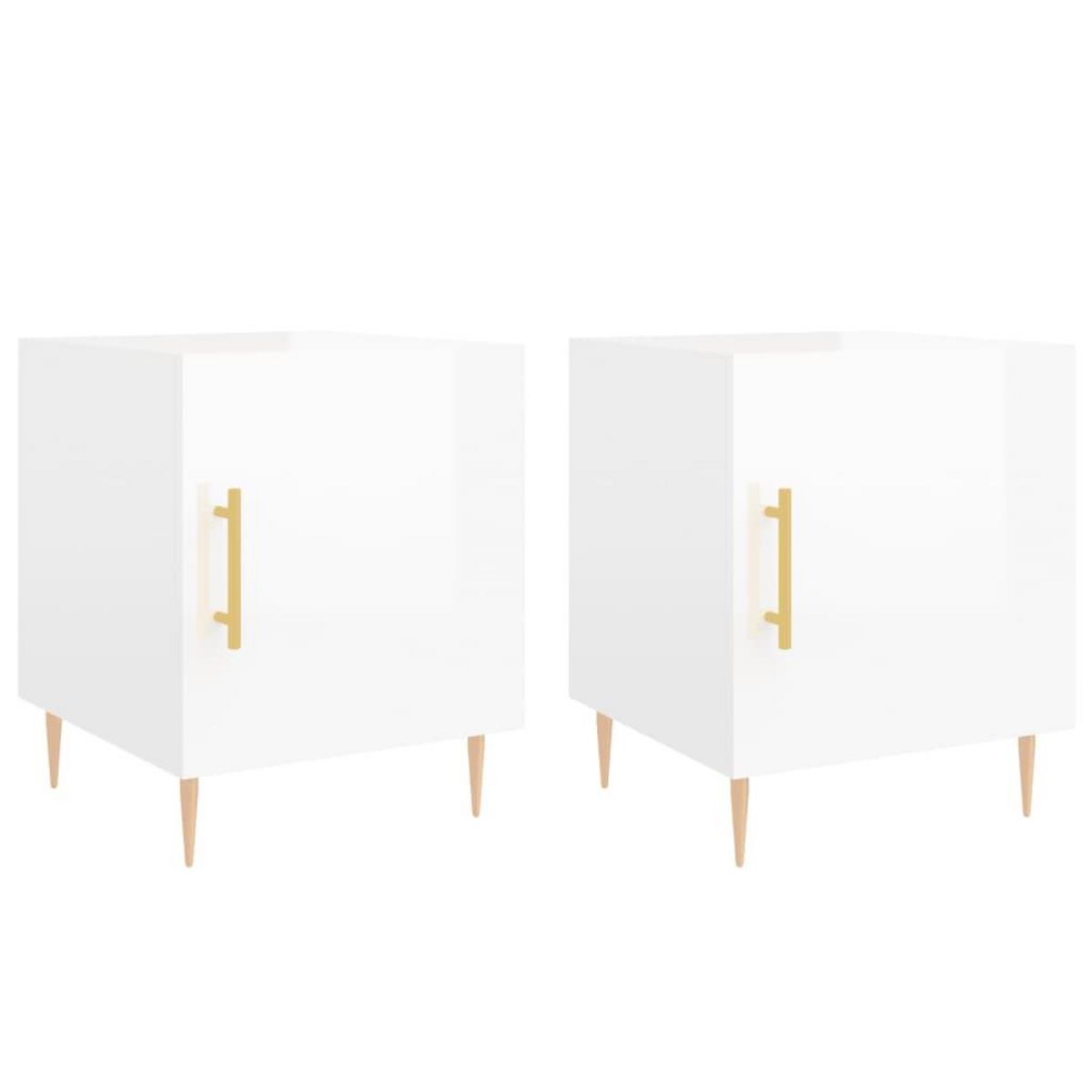 VIDAXL Tables de chevet 2 pcs blanc brillant 40x40x50 cm
