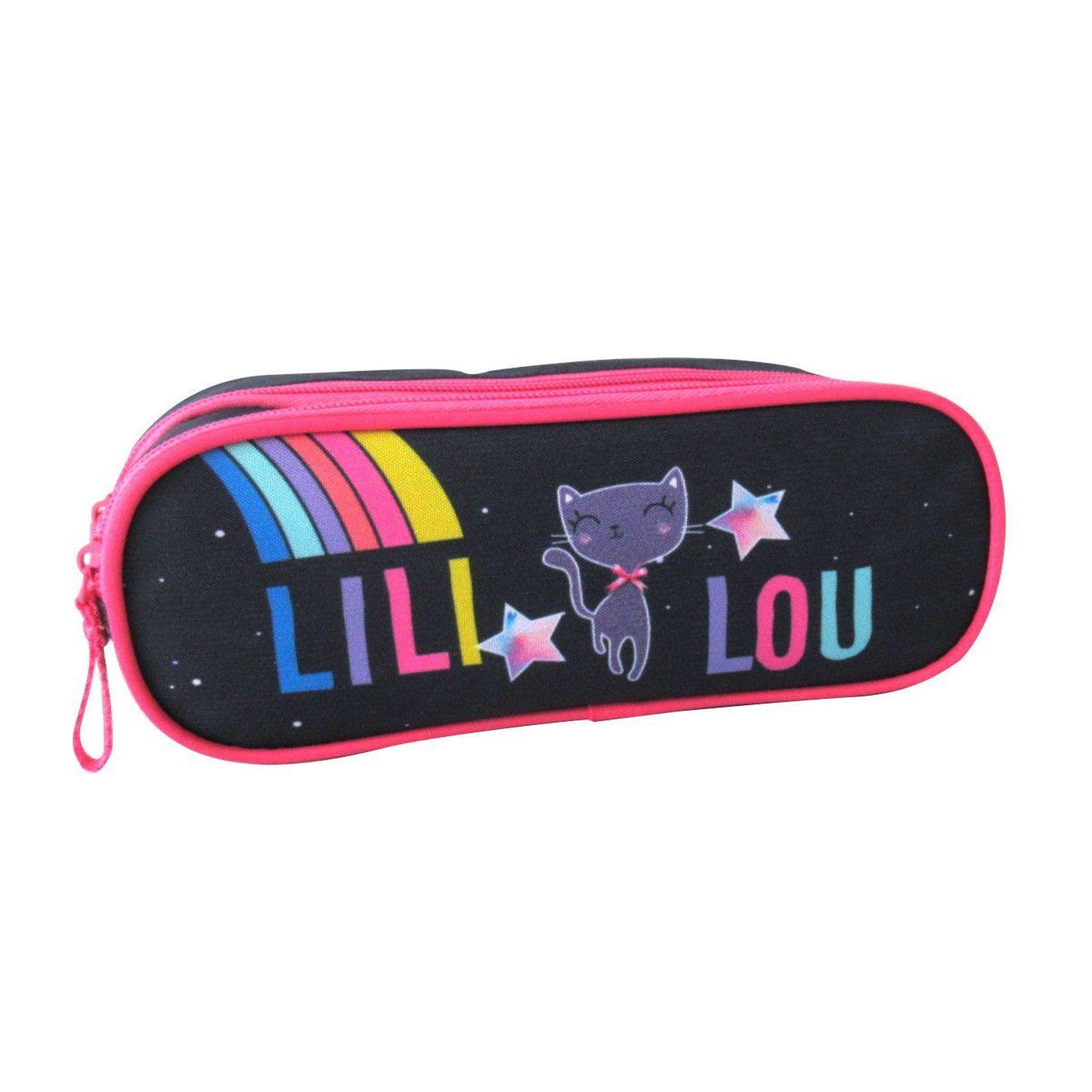 Voir la diapositive 2 : Bagtrotter Trousse scolaire 2 compartiments Lililou Bleu marine