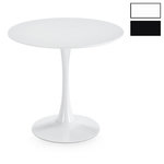IDIMEX Table à manger ronde LOIRE Ø 80 cm. Coloris disponibles : Noir, Blanc