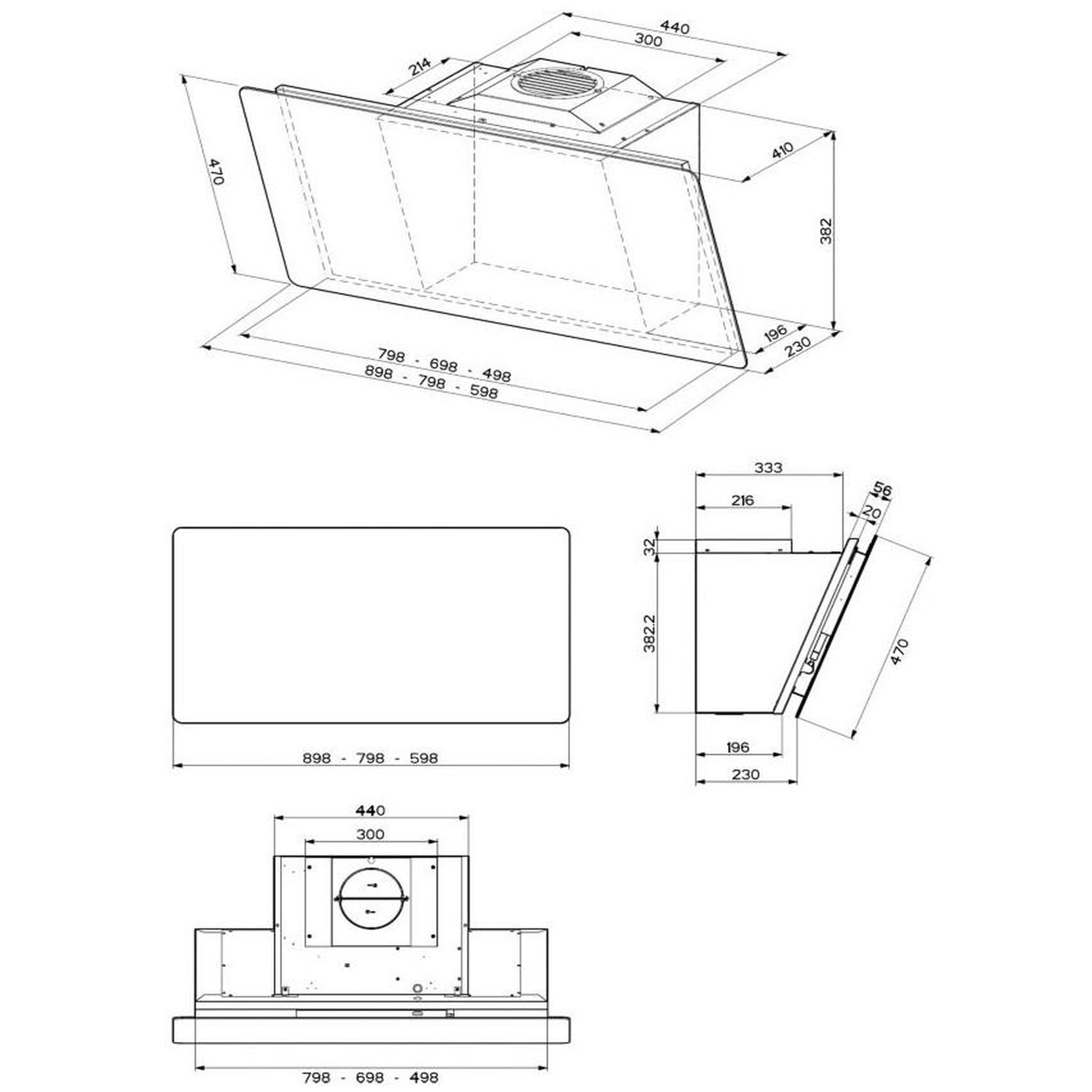 Voir la diapositive 6 : ROBLIN Hotte décorative inclinée 80cm 580m3/h blanc - 5630306