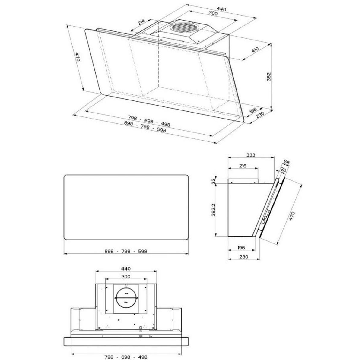 ROBLIN Hotte décorative inclinée 80cm 580m3/h blanc - 5630306