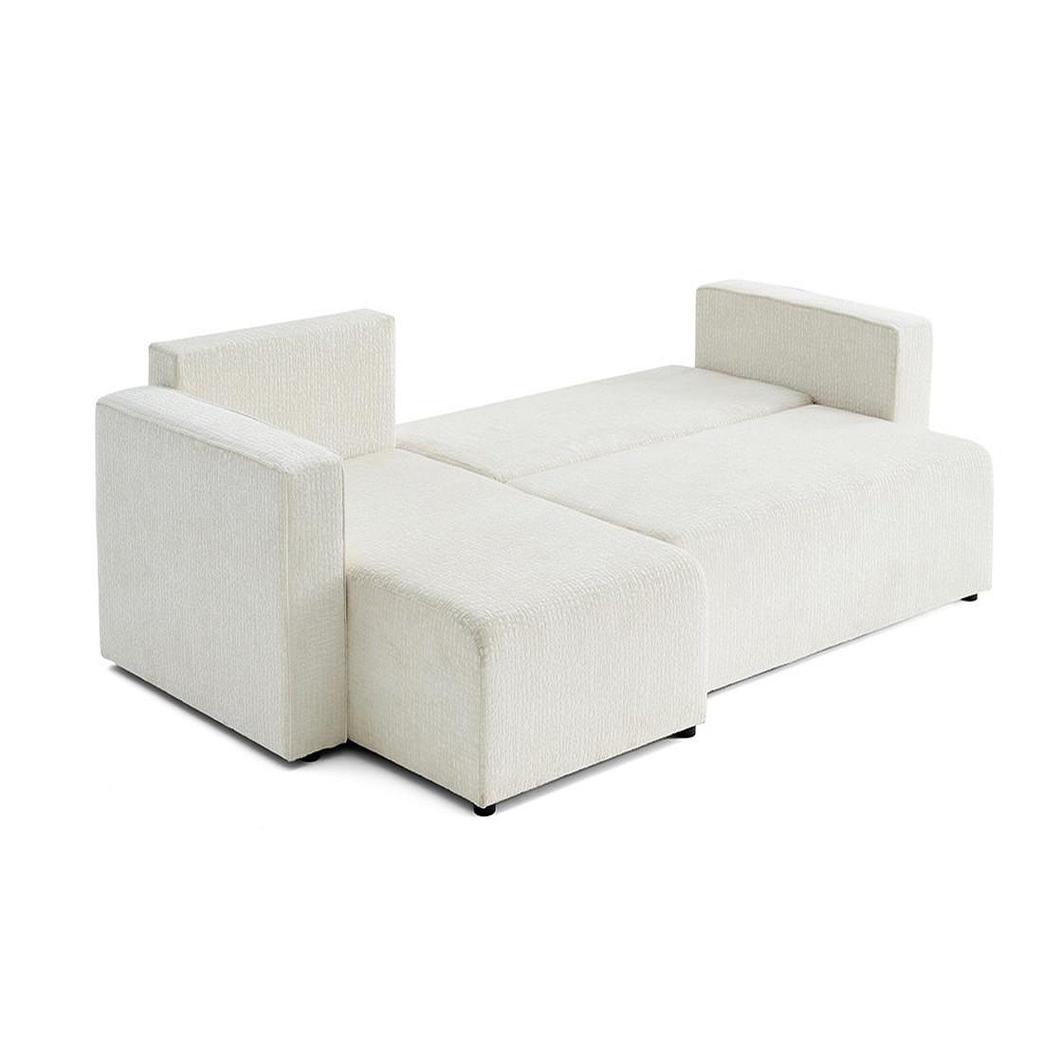 Voir la diapositive 4 : BEST MOBILIER Topaze - canapé d'angle réversible - 4 places - convertible avec coffre - en tissu velours relief