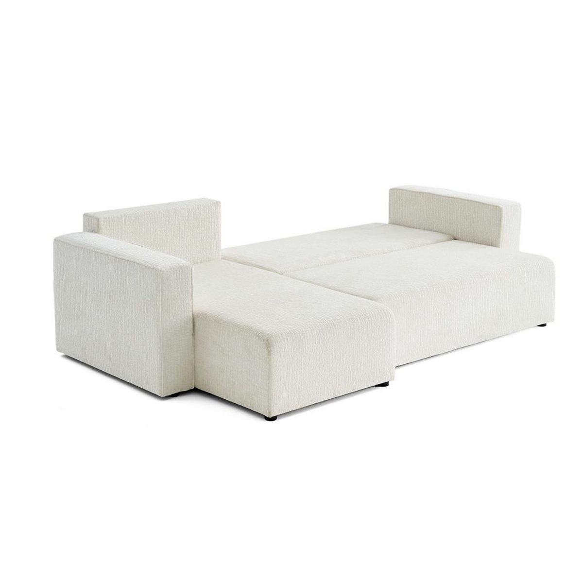 BEST MOBILIER Topaze - canapé d'angle réversible - 4 places - convertible avec coffre - en tissu velours relief