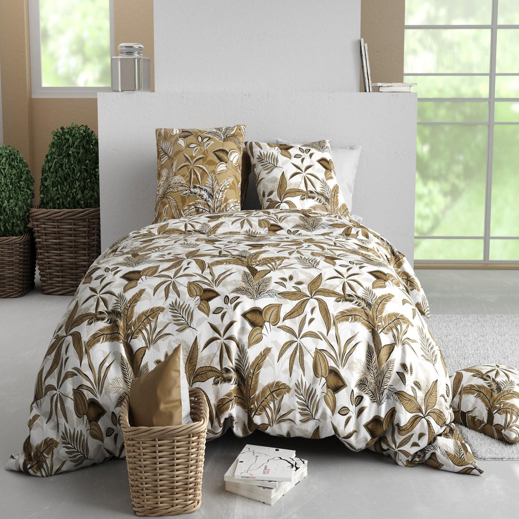 ATELIER DU COTON Parure housse de couette 100% coton 57fils kahoni. Coloris disponibles : Multicolore