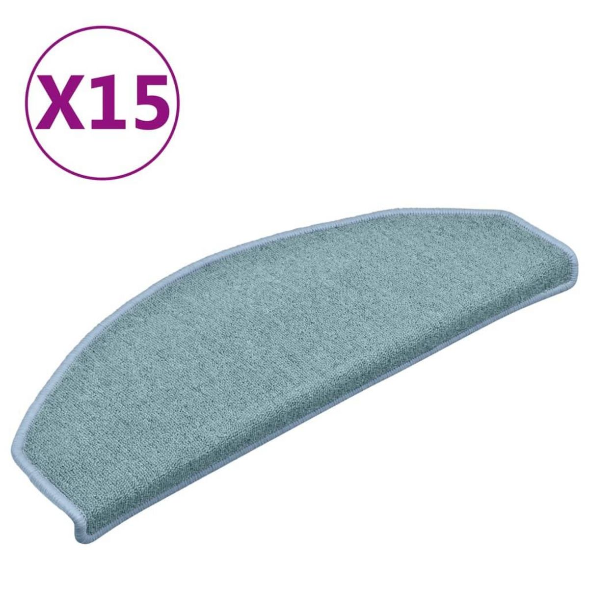 VIDAXL Tapis de marches d'escalier 15 pcs Bleu 65x24x4 cm