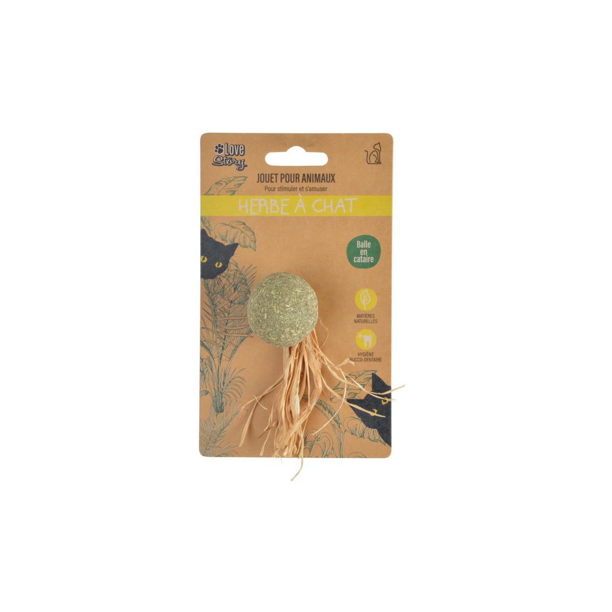 Voir la diapositive 2 : LOVE STORY Jouet pour chat  balle & herbe  14cm naturel
