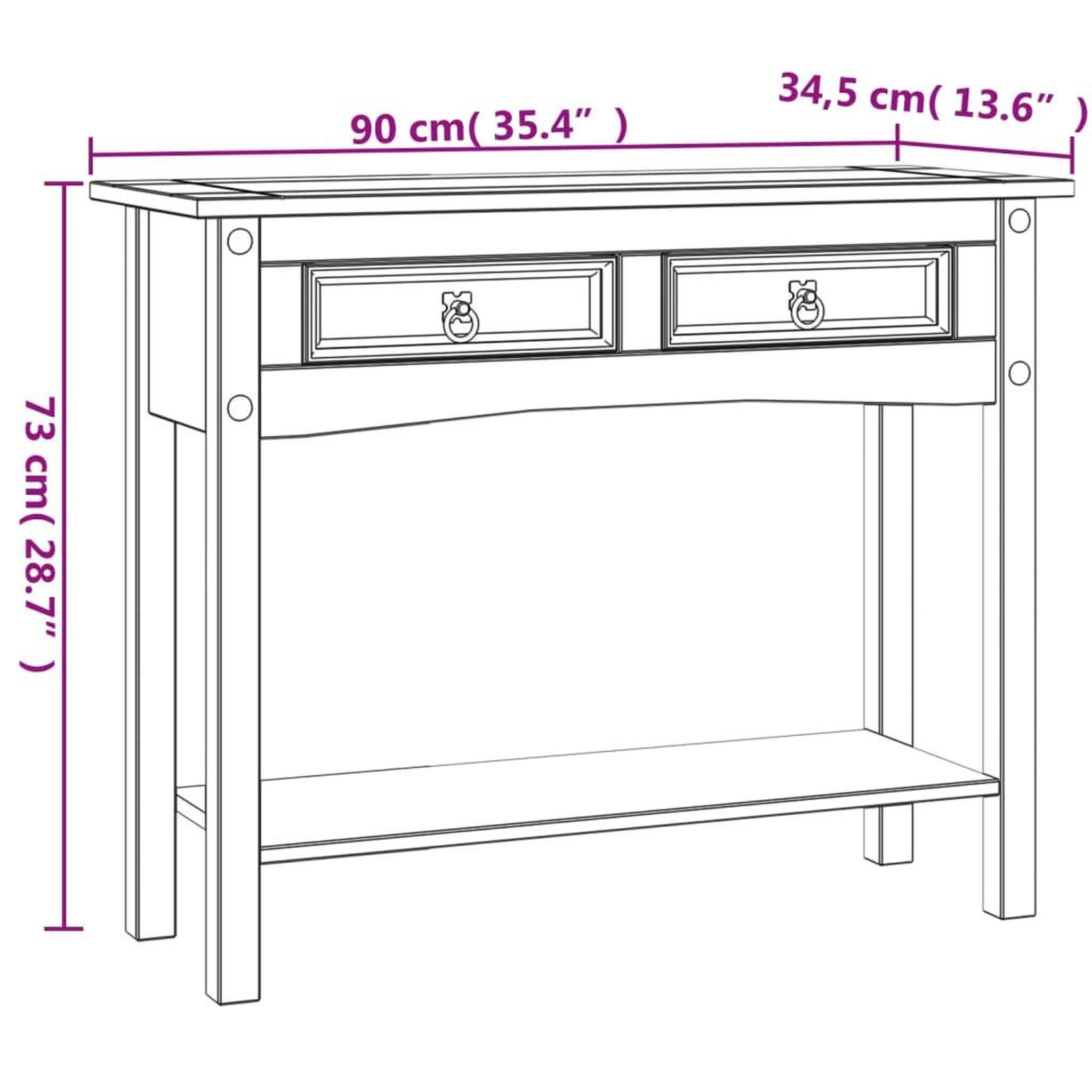 Voir la diapositive 6 : VIDAXL Table console Gamme  Pin mexicain Blanc 90x34,5x73 cm